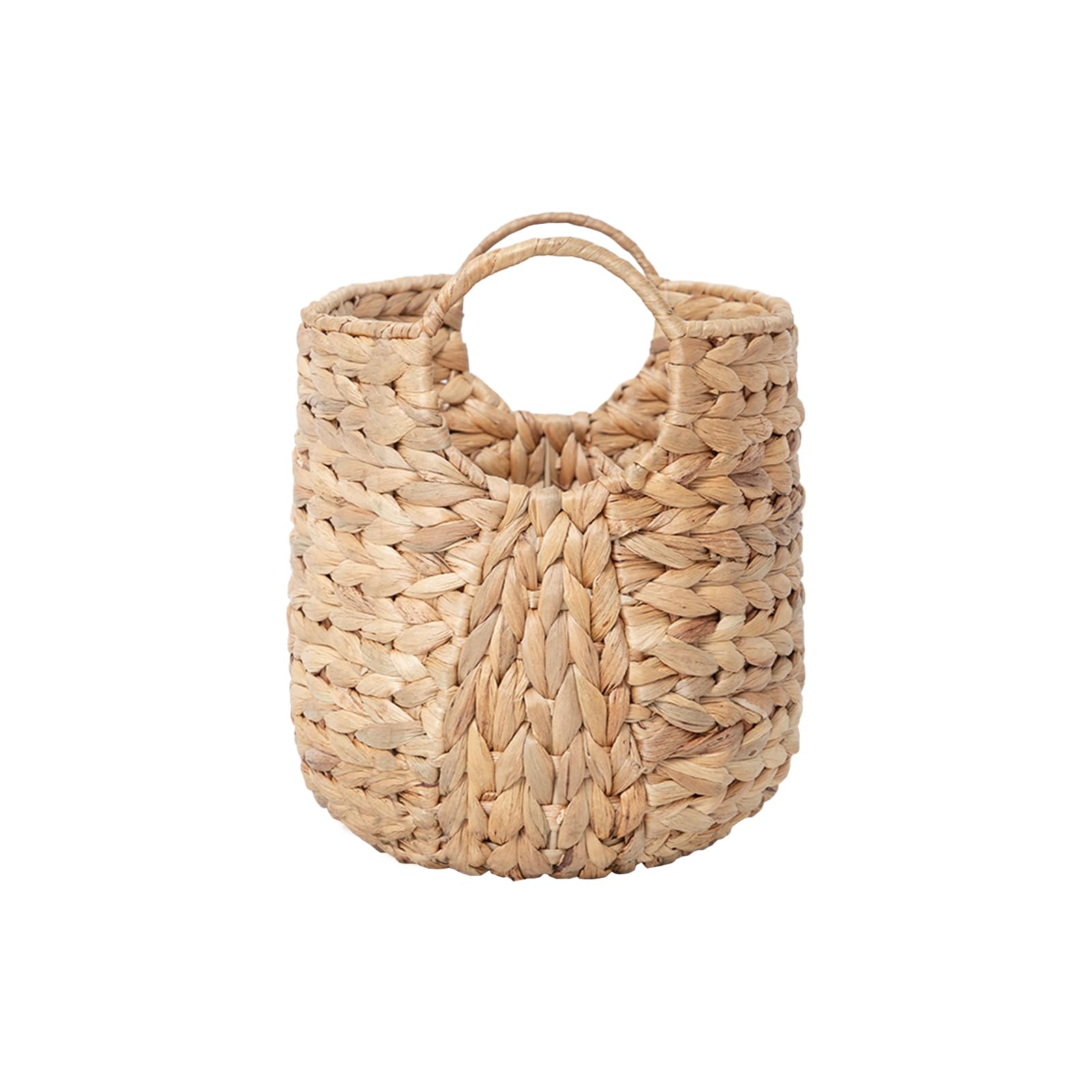 Natural Water Hyacinth Wicker Storage Basket with Handles - Woven Blanket Organizer for Bedroom, Living Room & Shelves - Perfect for Home Decor, Laundry, and Clutter Control (1 Pack)