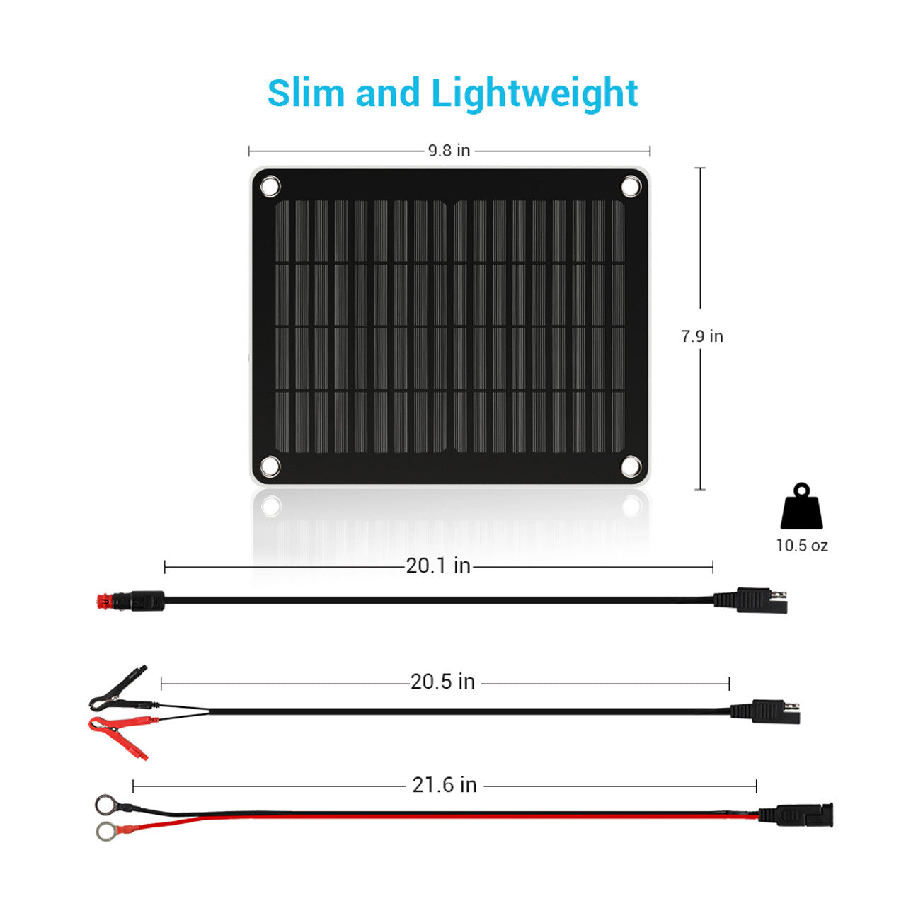 Renogy 5W Solar Battery Charger & Maintainer - Portable Solar Panel for 12V Car, Boat, RV, Motorcycle Battery - Perfect for Outdoor Camping, Hiking & Emergency Power Backup