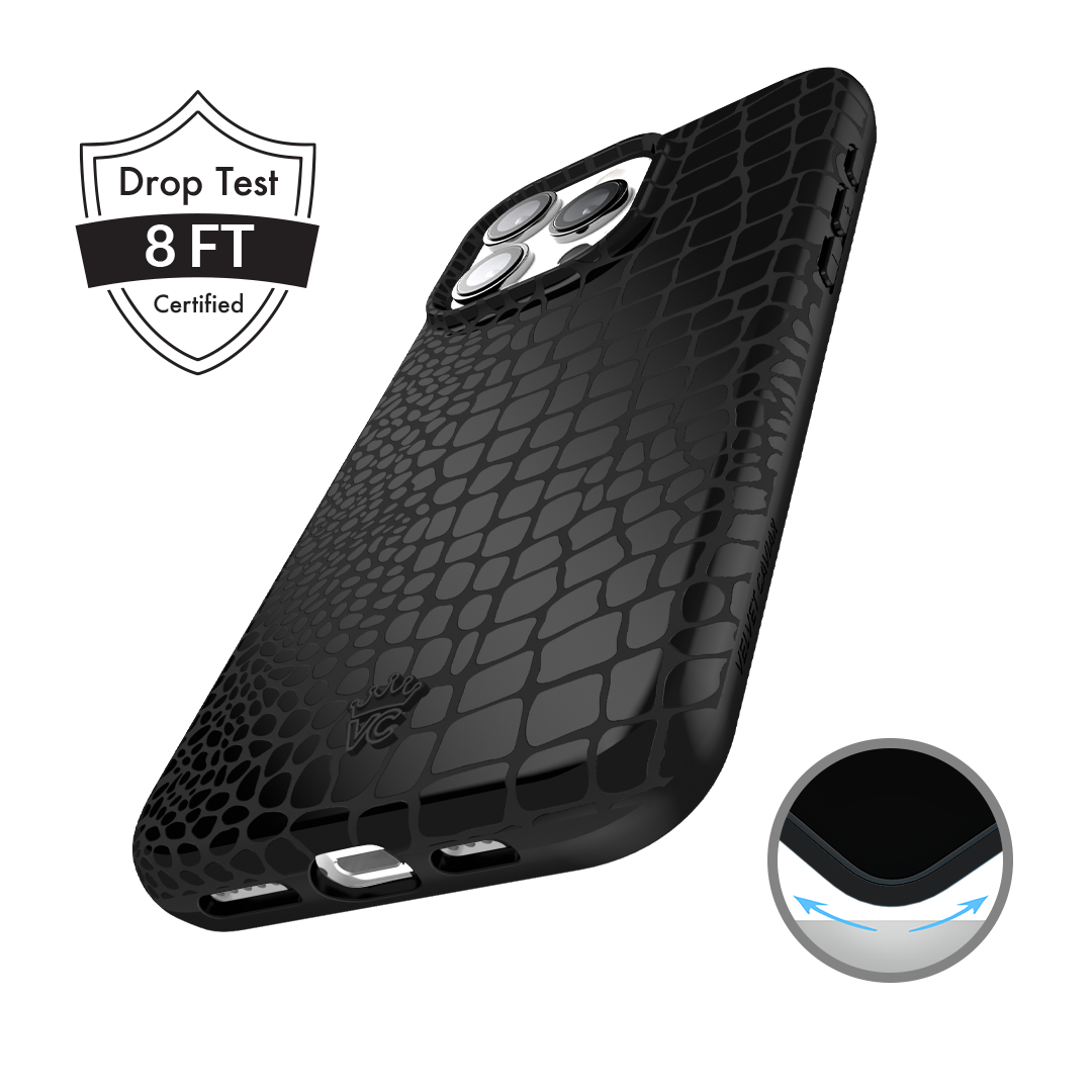 Durable Black Crocodile Pattern iPhone Case - Shockproof & Slim Design for iPhone 13/14/15 Pro Max - Perfect for Daily Use, Travel & Outdoor Activities