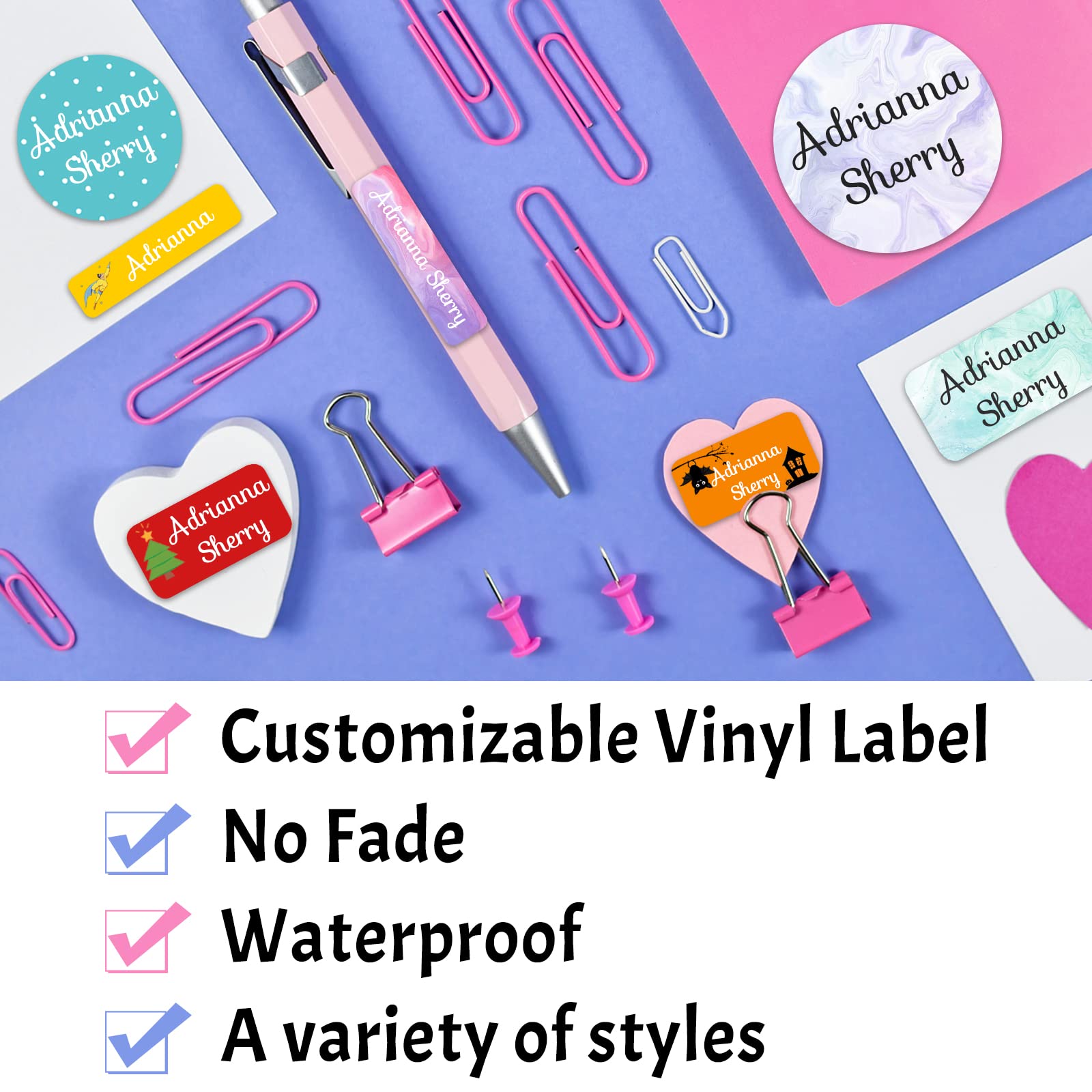 105 Pcs Personalized Kids Name Labels - Custom Waterproof Stickers for Lunch Boxes, Water Bottles & School Supplies - Perfect for Daycare, Camp & Back to School Organization