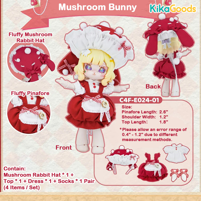 1/12 BJD Doll Clothes Set - Fairy Tale Town Series Mushroom Bunny Outfit for Ball Jointed Dolls | Perfect for Photography, Collecting & DIY Costume Design