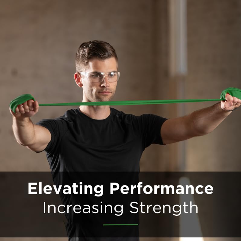 THERABAND Resistance Band Set - 5 Foot Professional Elastic Bands for Upper & Lower Body Workouts, Core Exercise, Physical Therapy, Pilates & Home Fitness - Yellow, Red & Green (Beginner Friendly) - Perfect for Home Gym, Physical Rehab & Strength Training