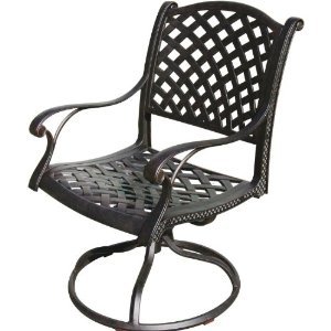 Dark Bronze Cast Aluminum 3-Piece Nassau Outdoor Patio Bistro Set with Walnut Cushions - Perfect for Garden, Balcony, and Backyard Relaxation