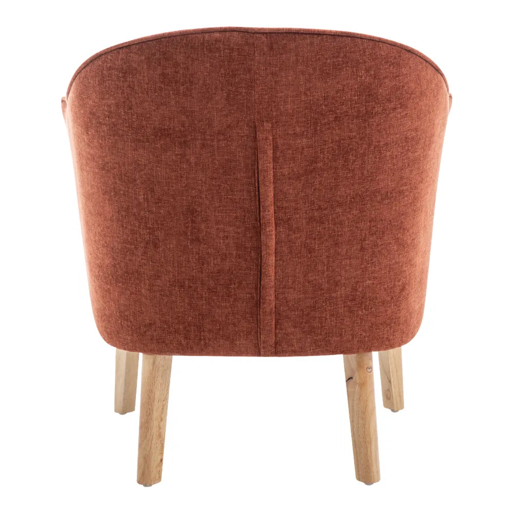 Elsa Occasional Chair - Soft Terracotta Chenille Upholstered Accent Chair for Living Room, Bedroom, or Office - Perfect for Reading Nook, Lounge Area, and Home Decor
