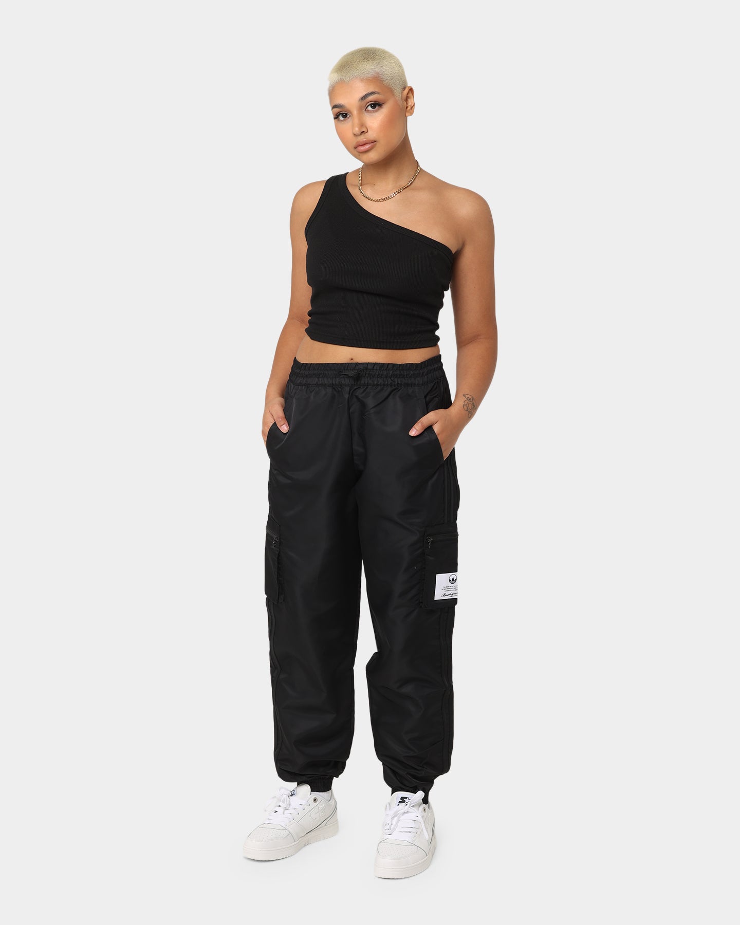 Adidas Women's Cargo Pants - Black Athletic Joggers with Pockets | Comfortable Workout & Casual Wear for Running, Gym, and Everyday Fashion