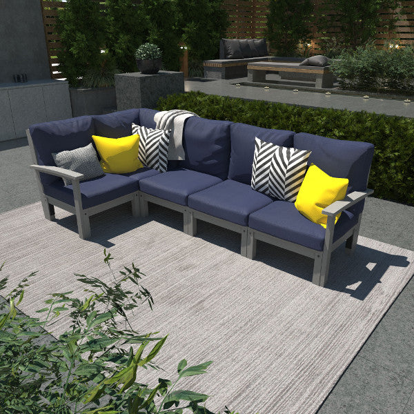 Custom Deep Seating 5-Piece Sectional Sofa Set - Modern L-Shaped Couch for Living Room, Patio & Outdoor Spaces - Comfortable Fabric Upholstery with Sturdy Frame - Perfect for Family Gatherings & Relaxation