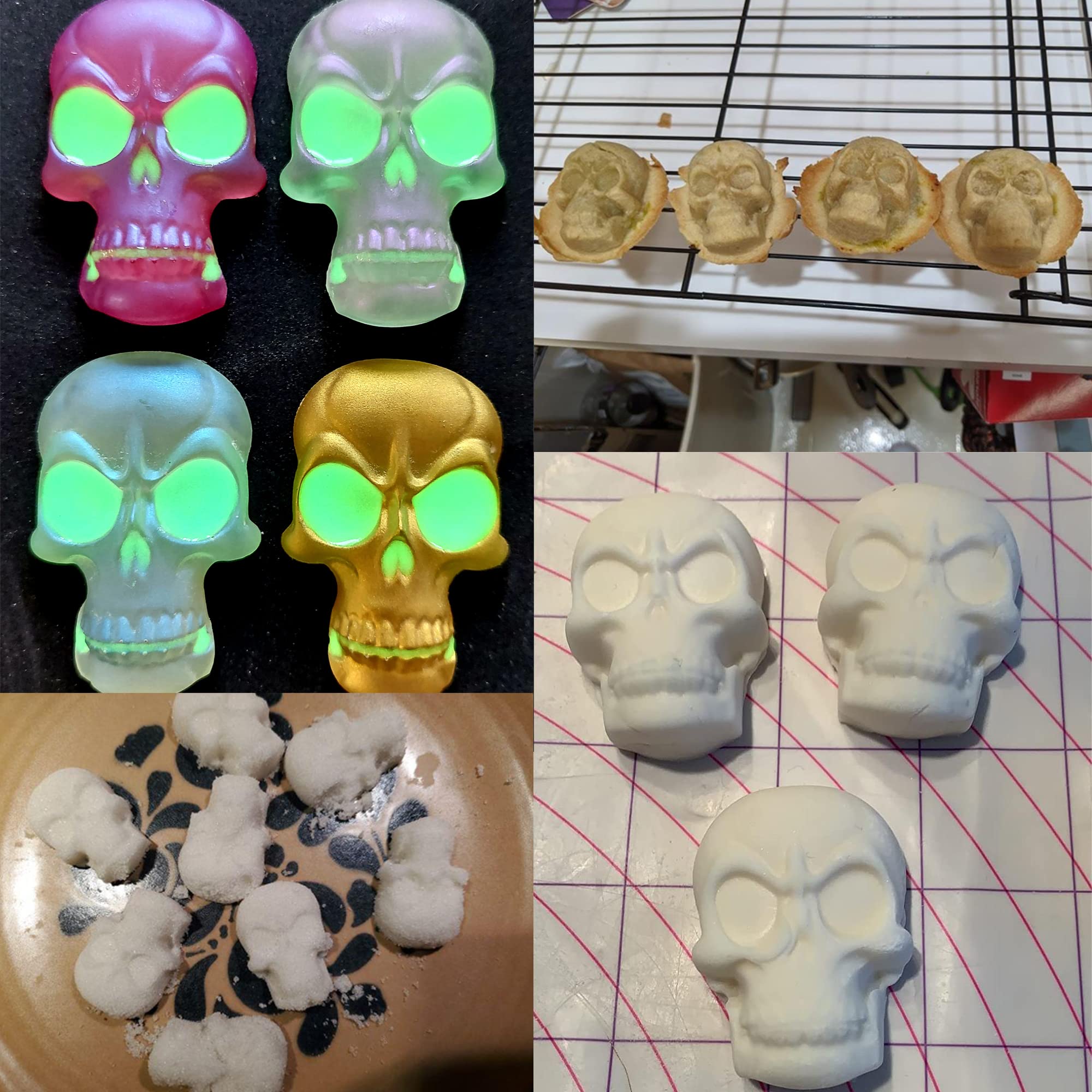 Honbay 4PCS Halloween Skull Head Silicone Molds Set - Chocolate Candy, Fondant, Baking, Ice Cube & Clay Molds for Cake Decorating, Handmade Soap, Pudding & Jelly - Perfect for DIY Crafts & Holiday Baking