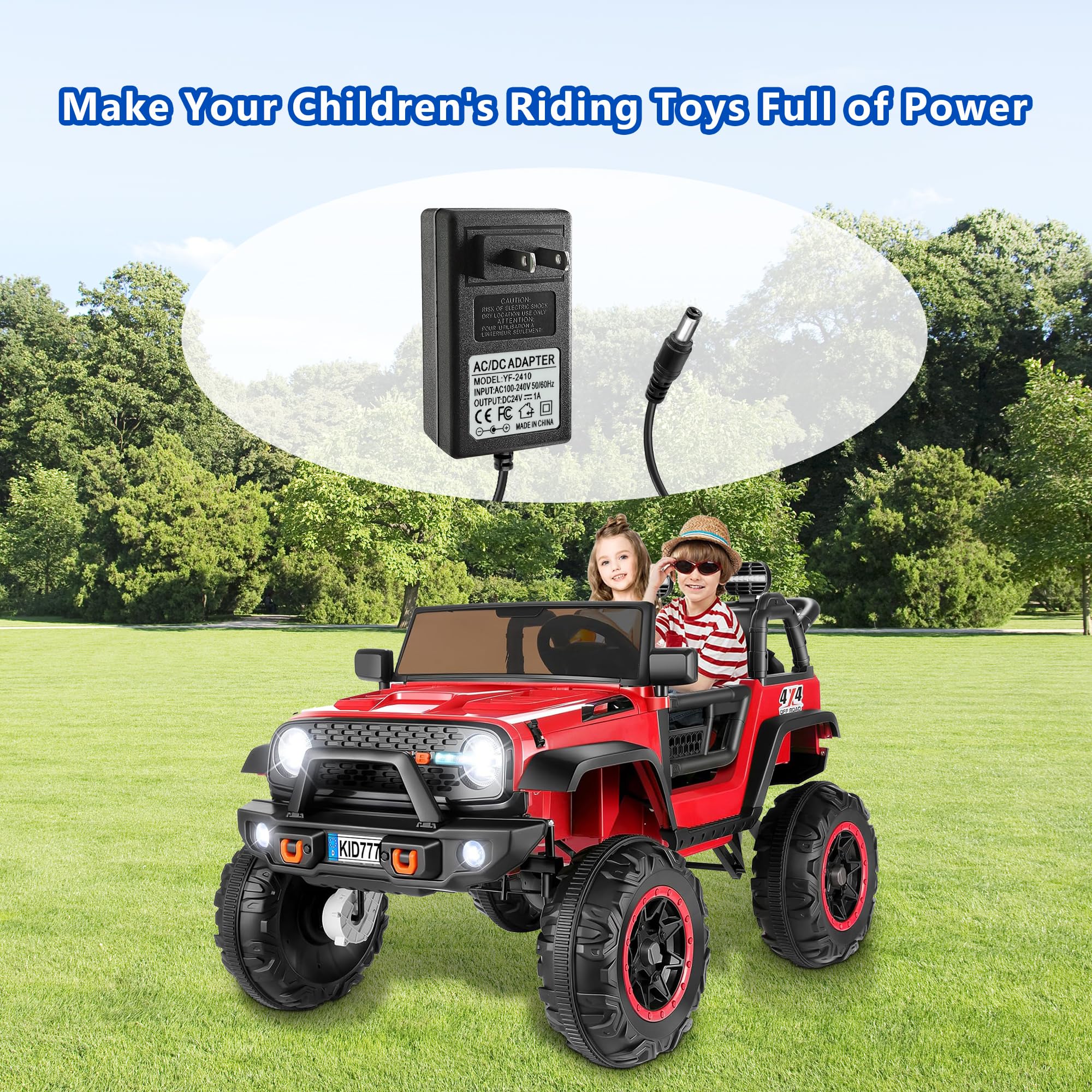 24V Battery Charger for Kids Ride-On Toys - Universal Power Wheels, Electric ATVs, Children's Cars (Jeep, Lamborghini, Mario Kart) - Fast DC Charger for 24 Volt Vehicles - Perfect for Home, Outdoor Play & Birthday Gifts