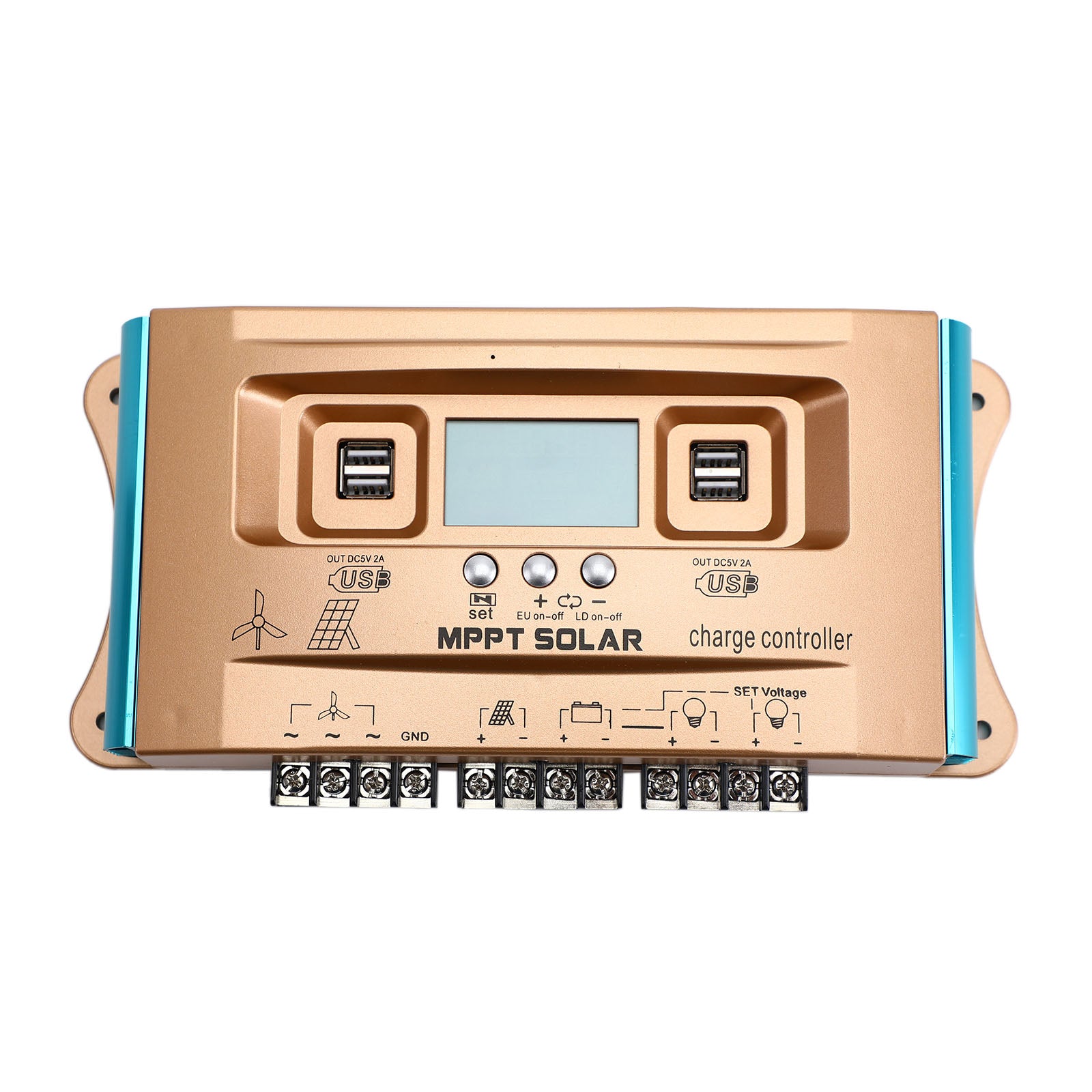 100A MPPT Solar Charge Controller with Dual USB Ports - 12V/24V/36V/48V/60V Auto-Switching for Wind & Solar Hybrid Systems - Perfect for Off-Grid Power, RV, Marine, and Home Backup Applications