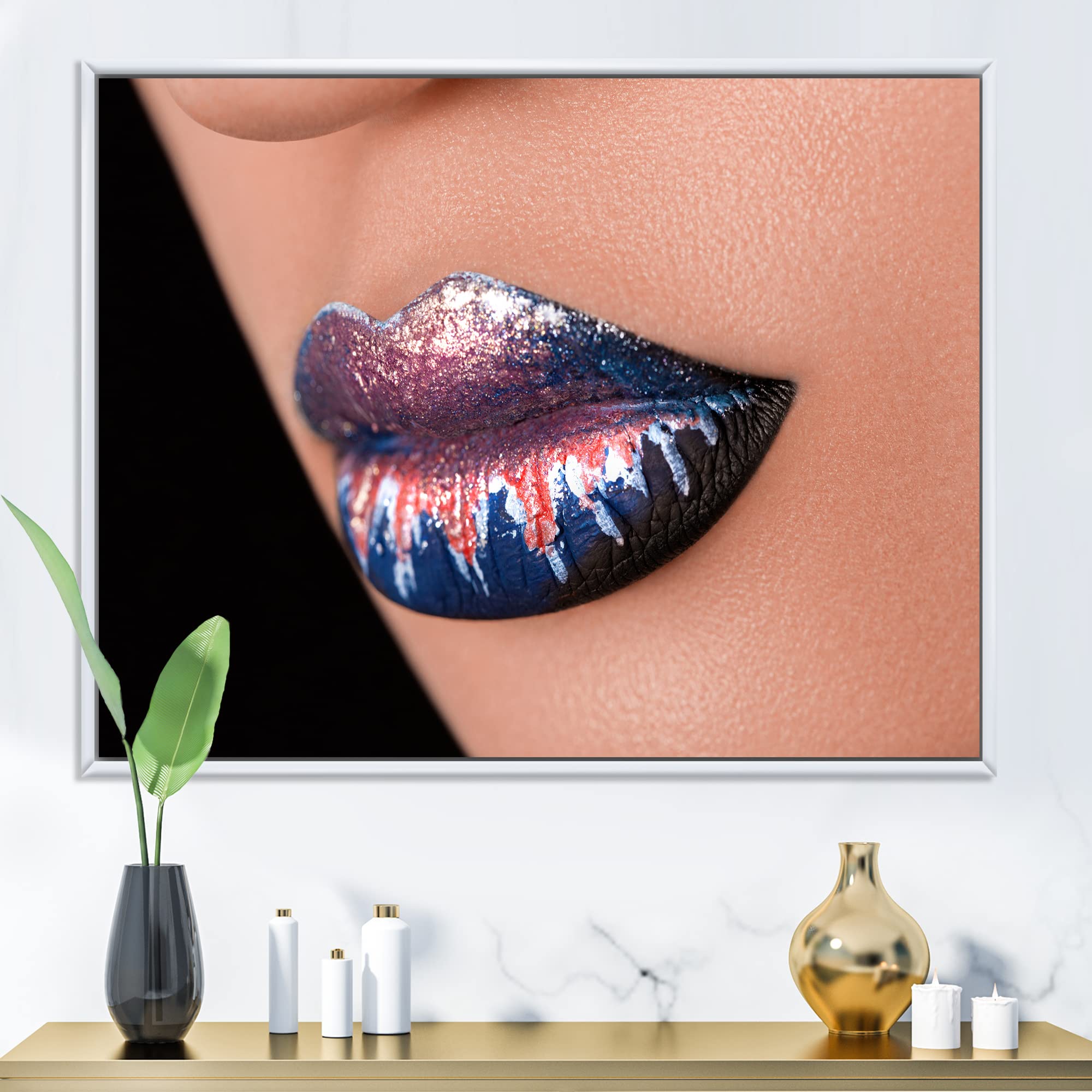 Creative & Fashionable Lip Makeup Art - Modern Framed Canvas Wall Print for Home & Office Decor