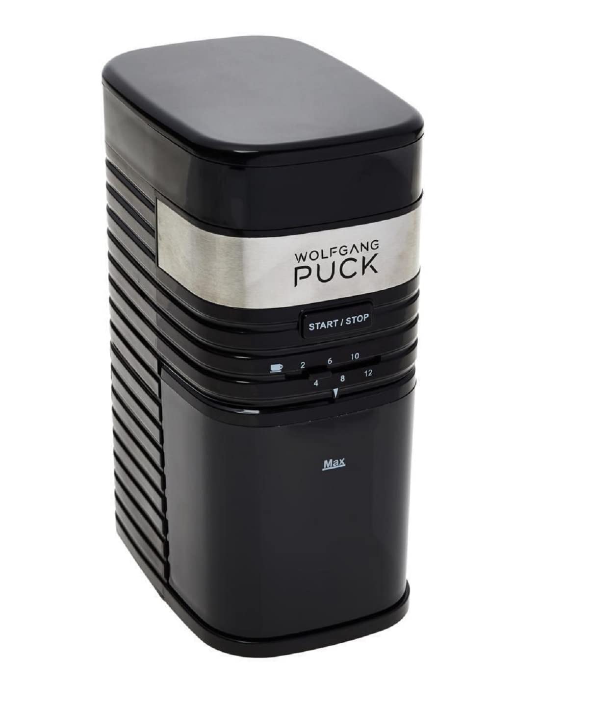 Premium Wolfgang Puck 12-Cup Burr Mill Coffee Grinder - Black - Perfect for Home Brewing, Espresso & French Press Coffee