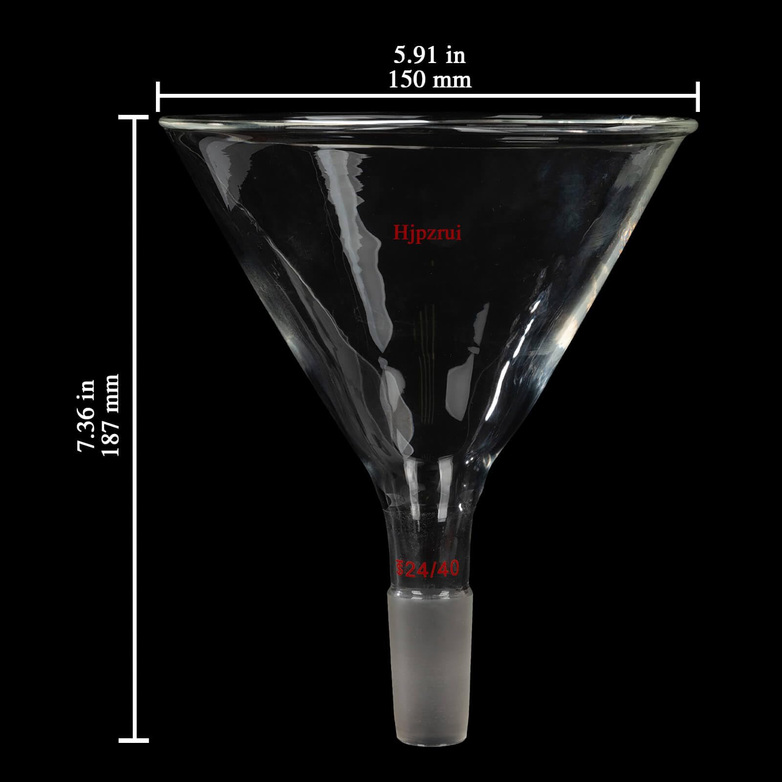 Premium Borosilicate Glass Short Stem Powder Funnel - 150mm Top Diameter with 24/40 Inner Joint - Ideal for Laboratory, Chemistry Experiments & Essential Oil Mixing