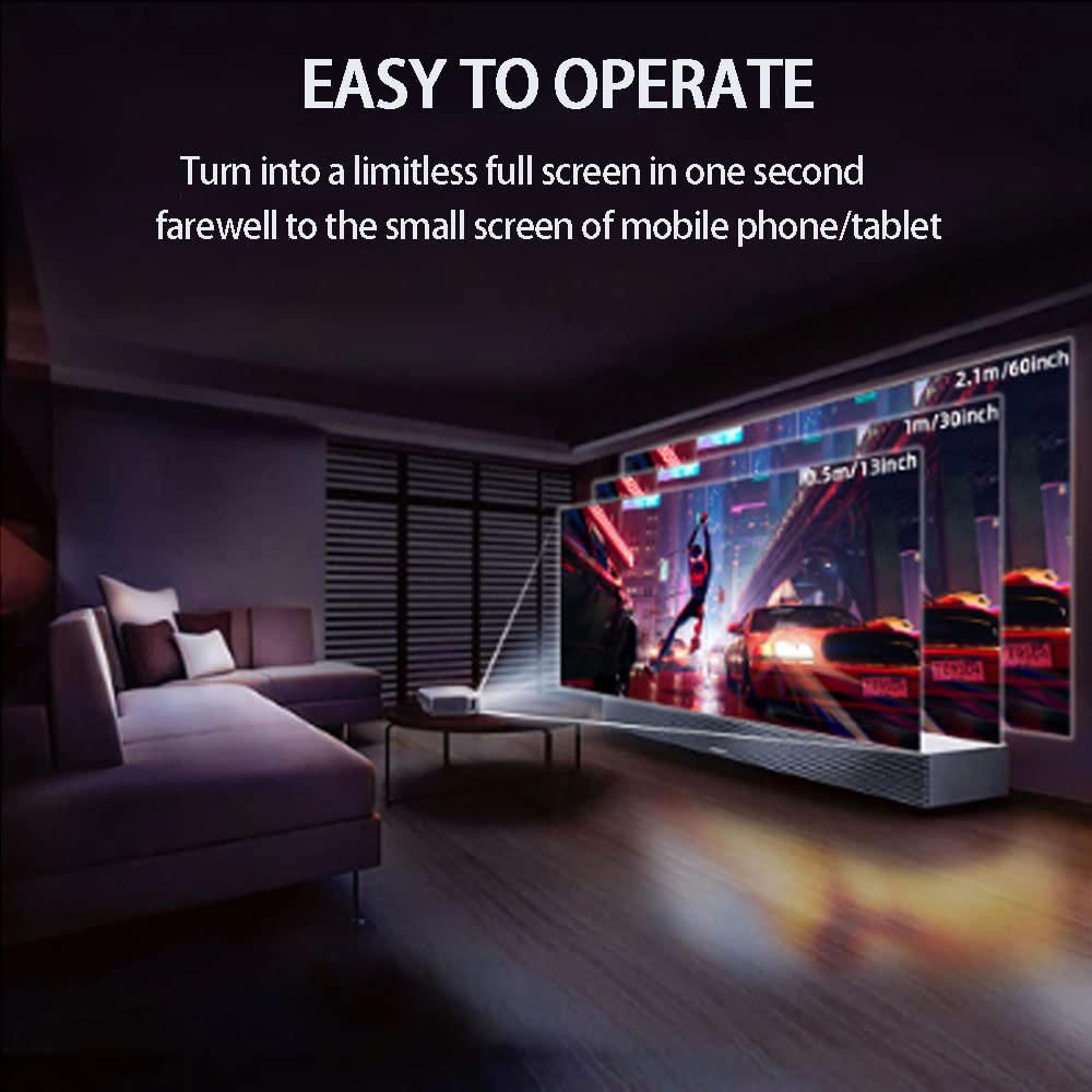ZTBGY WiFi Projector - 10000 Lumens Mini Bluetooth Movie Projector, Portable HD Projector with Screen Mirroring & Zoom Function, Compatible with TV Stick/PC/HDMI/VGA/USB/AV for Home Theater, Outdoor Movies, Gaming & Office Presentations