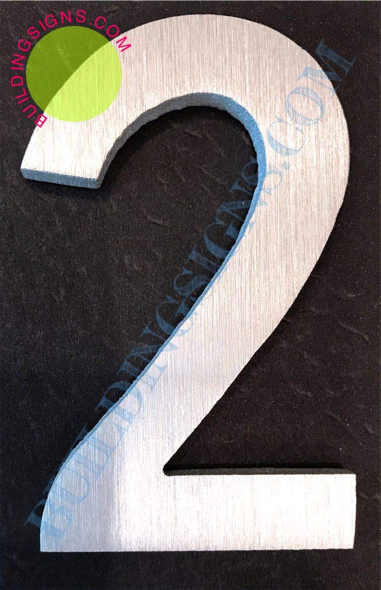 Aluminum Number 2 Door Sign - Rust-Free with Brush Silver Finish & Double-Sided Tape (2.75 inch) - Elegant House Address Plaque for Home Decor & Mailbox