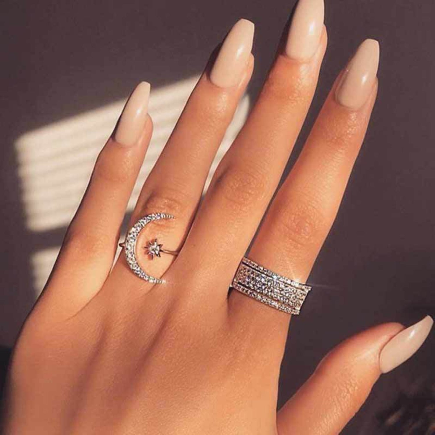 925 Sterling Silver Adjustable Star and Moon Ring - Vintage Crescent Moon Jewelry for Women | Perfect Gift for Her, Birthday, Anniversary & Everyday Wear