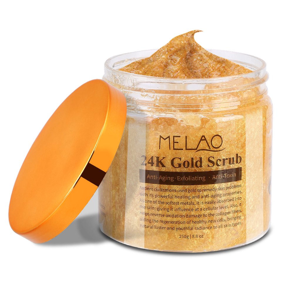 24K Gold Exfoliating Body Scrub - 250G Deep Cleansing & Nourishing Skin Care for Smooth & Glowing Skin | Perfect for Spa Day, Post-Workout Refresh & Dry Skin Treatment
