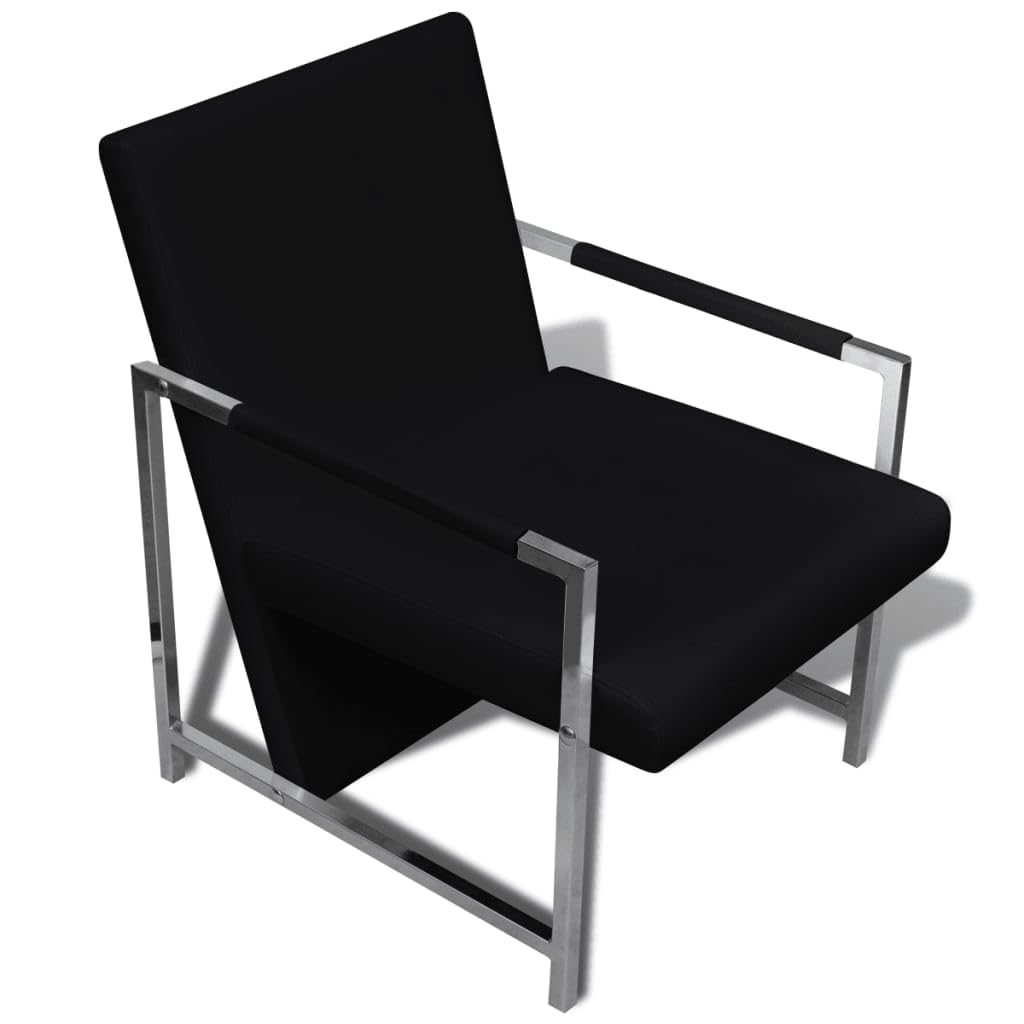 Modern Cube Armchair - Black Faux Leather Upholstered Accent Chair (10.5g) for Living Room, Office, or Lounge