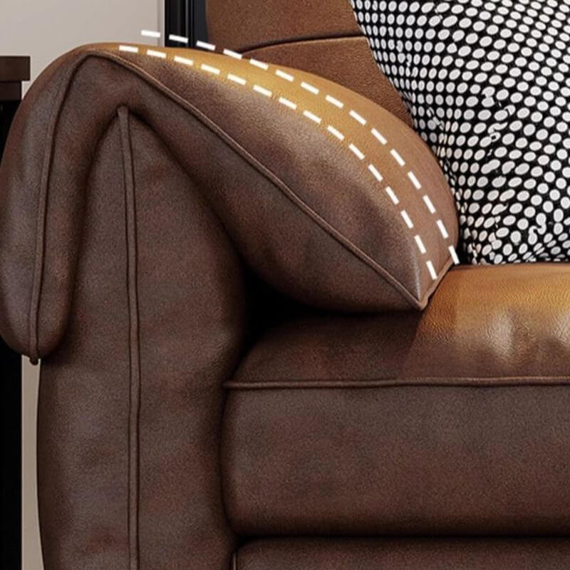 Minimalist Waterproof Auburn Leather Floor Sofa - 3/4 Seater Modern Sectional Couch for Living Room, Lounge & Small Spaces