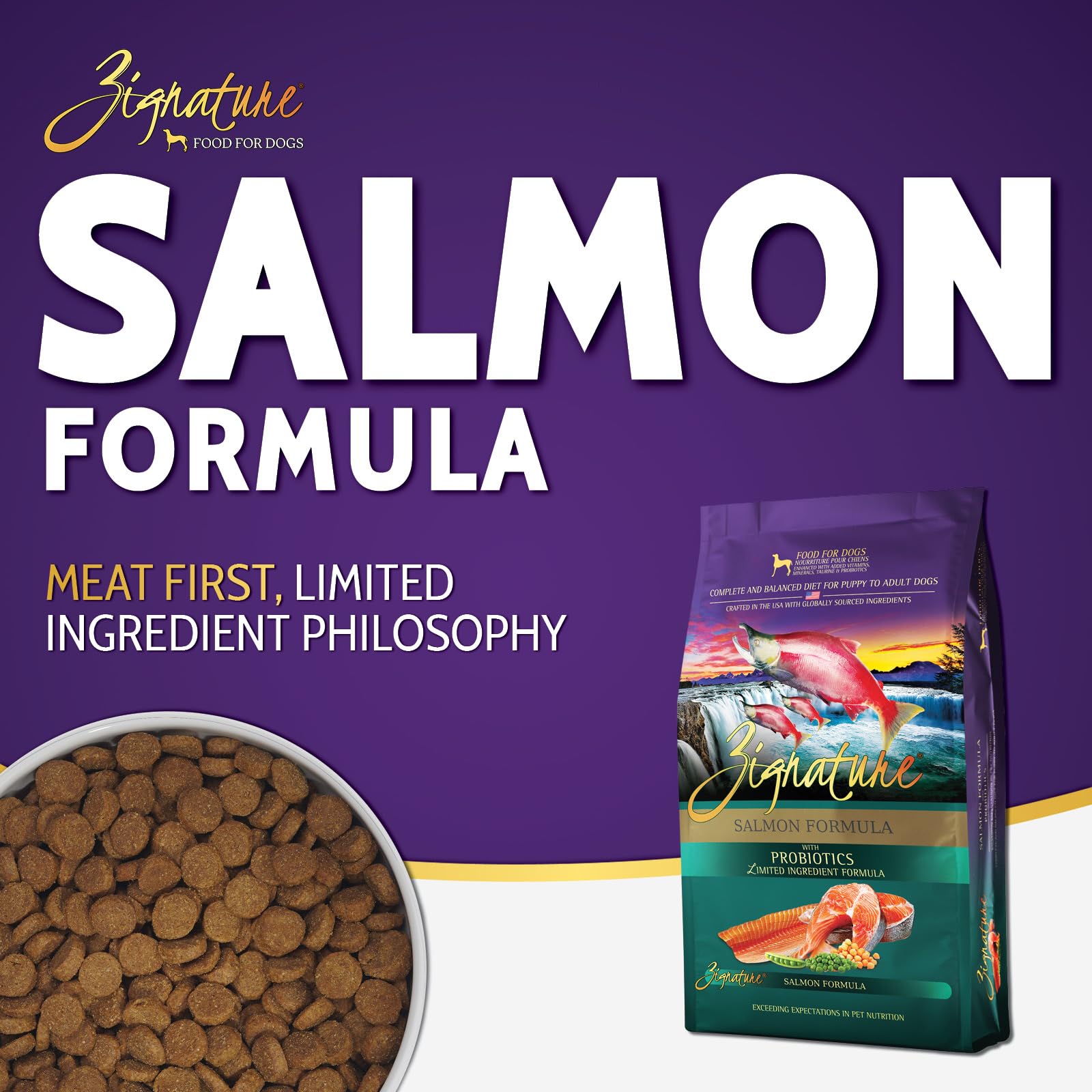 Zignature Salmon Limited Ingredient Formula Dry Dog Food 4lb - Grain Free, Hypoallergenic Dog Food for Sensitive Stomachs - Perfect for Adult Dogs with Allergies or Digestive Issues