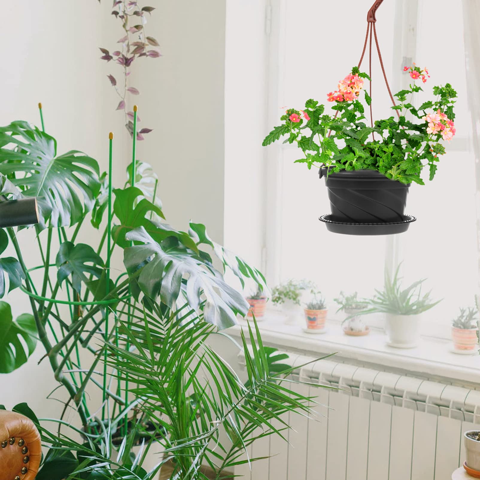 50-Pack Heavy Duty Plastic Hanging Hooks for Plants - Cabilock Garden & Indoor Pot Hangers, Flower Stand Hooks, Wall Mount Plant Holders - Perfect for Balcony, Patio, Home Decor and Vertical Gardening