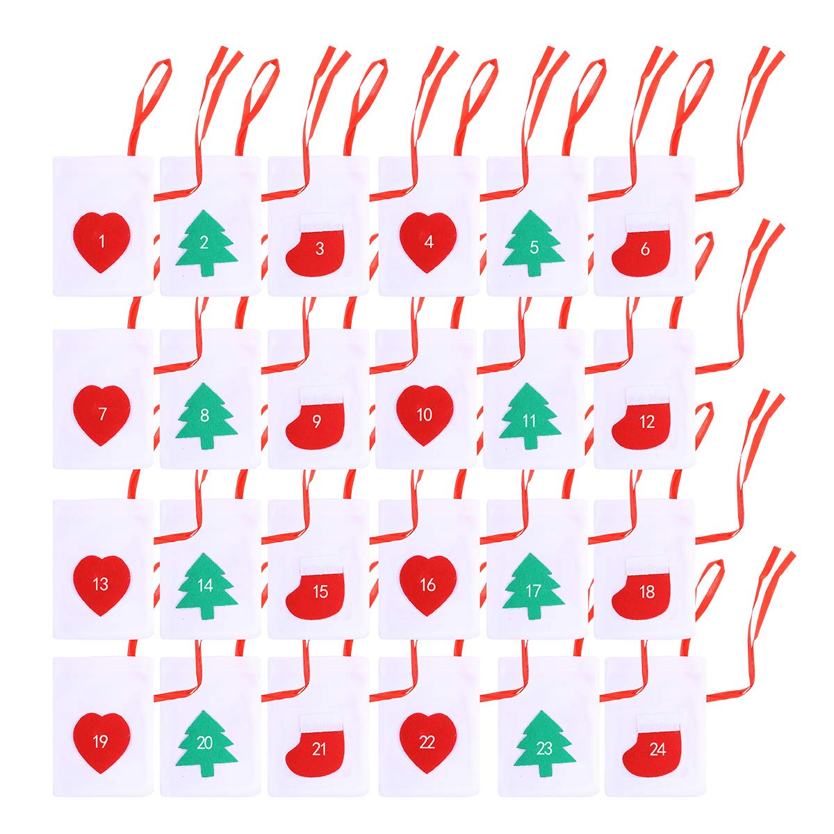 DOITOOL 24pcs Christmas Treat Bags with Drawstring - Holiday Candy Pouches, Gift Bags for Kids, Party Favors, Stocking Stuffers (Plant Print) - Perfect for Classroom Treats, Christmas Party Favors & Holiday Gift Giving