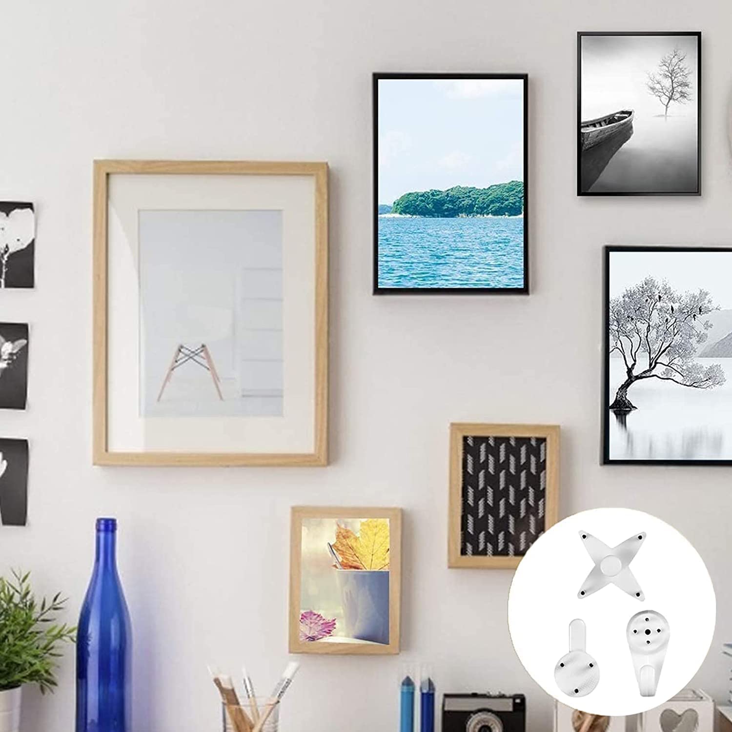 50pcs Heavy Duty Non-Marking Wall Hooks - Invisible Nail-Free Hangers for Pictures, Decor, Keys on Walls, Wallpaper, Concrete & Wooden Doors - Perfect for Home, Office & Dorm Organization