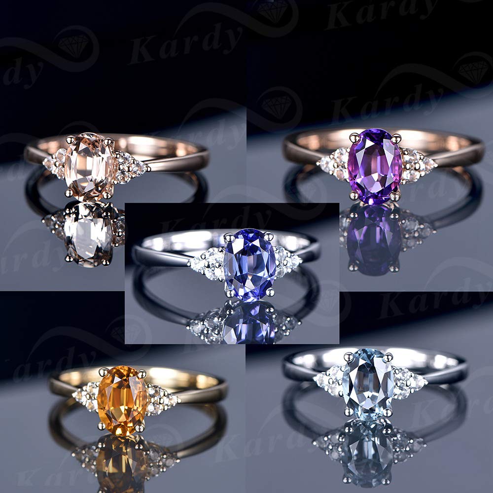 14K White, Rose & Yellow Gold Women's Rings with Natural Aquamarine, Amethyst, Tanzanite, Morganite & Citrine Gemstones | Elegant Jewelry for Weddings, Anniversaries & Special Occasions