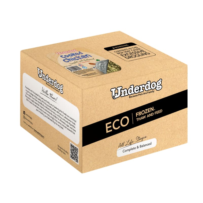 Premium Underdog Cooked Chicken Fresh Frozen Dog Food - 3kg Grain-Free, High-Protein Meal for Small & Large Dogs - Perfect for Daily Feeding, Training Treats & Weight Management
