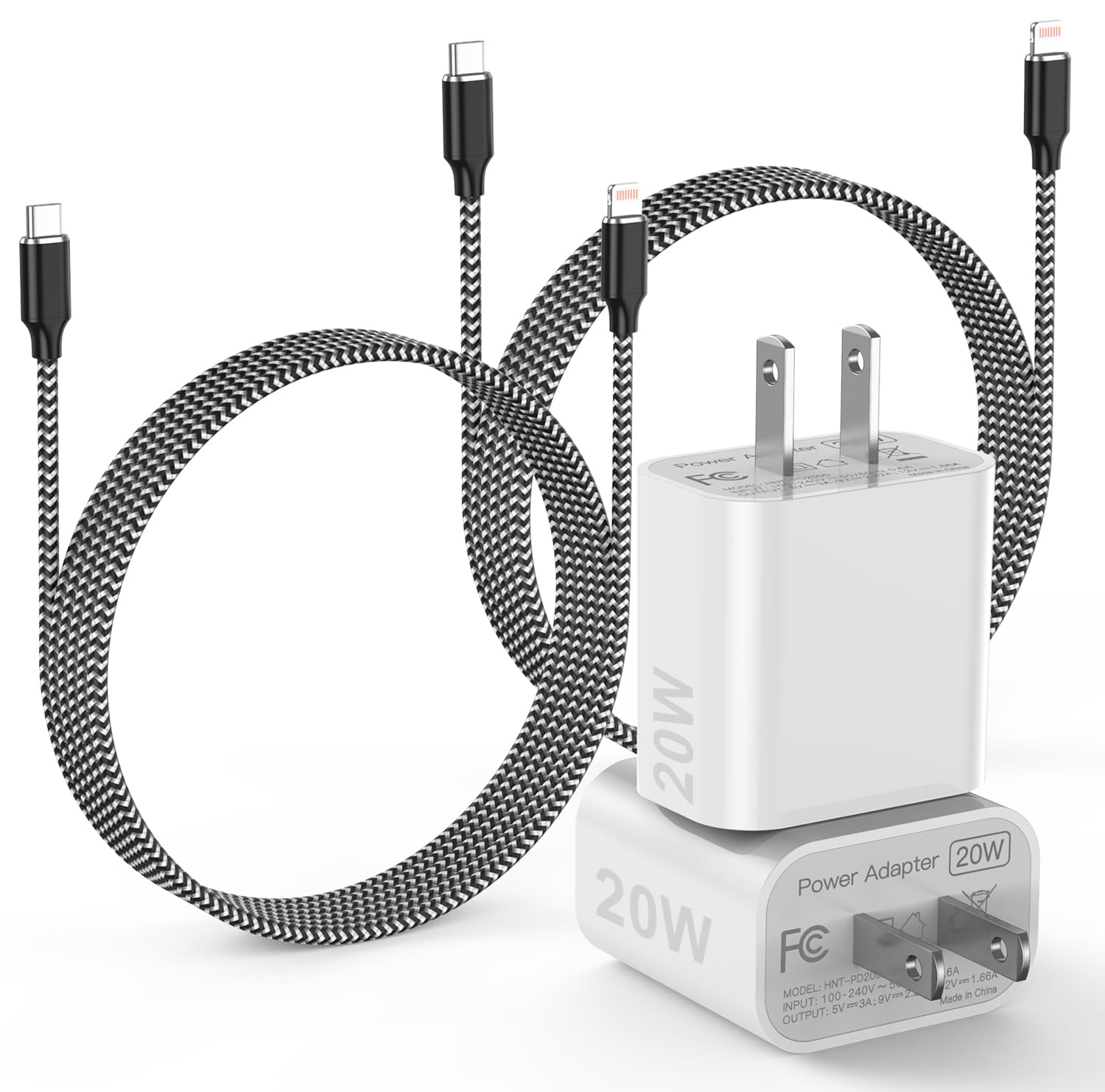 MFi Certified 20W Fast Charger Block & 6FT Cable 2-Pack - Type C Charger for iPhone 14/13/12/11 Pro Max/Mini/Pro/XR/8/8 Plus - Quick Charging for Home, Office & Travel