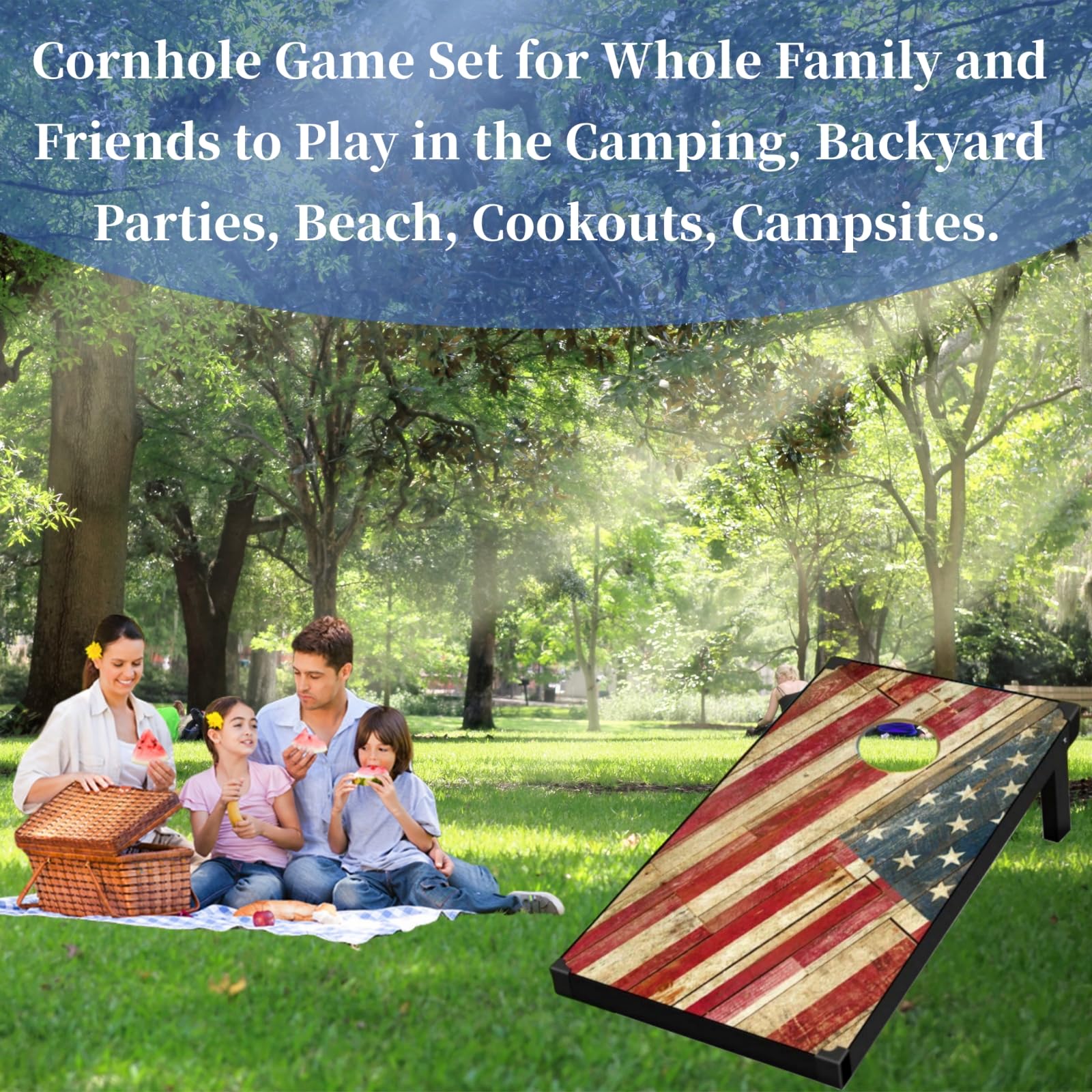 Premium Cornhole Set Outdoor Game - 3ft x 2ft Cornhole Boards with 8 Bean Bags & Carry Bag | Backyard, Beach, Camping, Tailgating & BBQ Party Games for Adults & Families