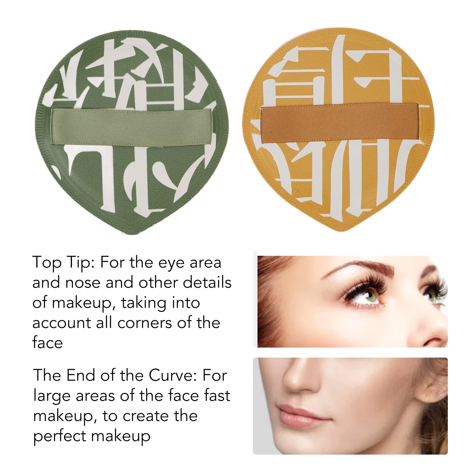 Ultra Soft Powder Puff Sponge for Wet & Dry Makeup Application - 2 Pack Green & Yellow Blending Pads - Perfect for Foundation, Setting Powder & Mineral Makeup On-The-Go