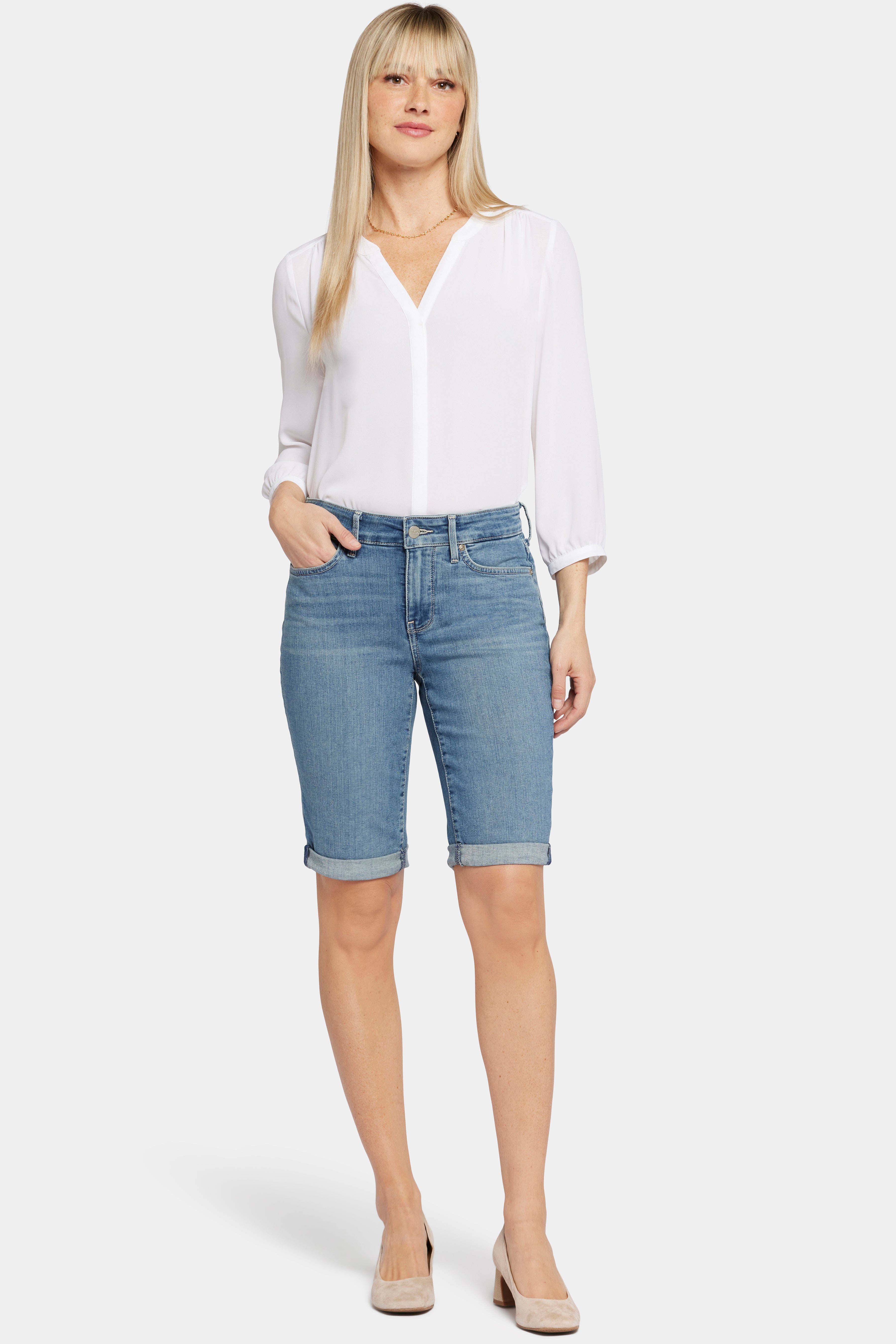 Briella Women's Denim Shorts in Heyburn Wash - High Waisted Distressed Denim Shorts for Summer & Casual Wear