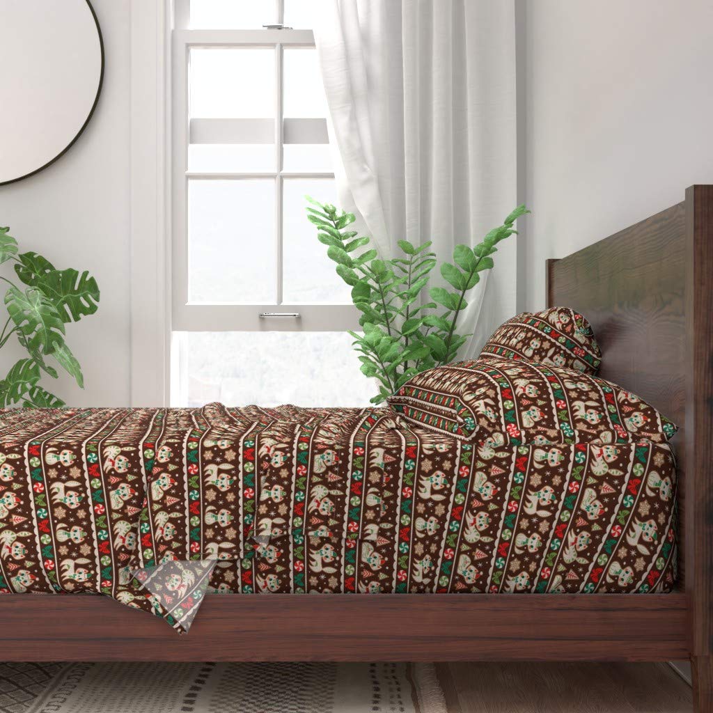 Premium 100% Cotton Twin 3-Piece Sheet Set | Christmas Cat Stripe Kittens Retro Holiday Print | Soft Breathable Bedding for Cozy Winter Nights