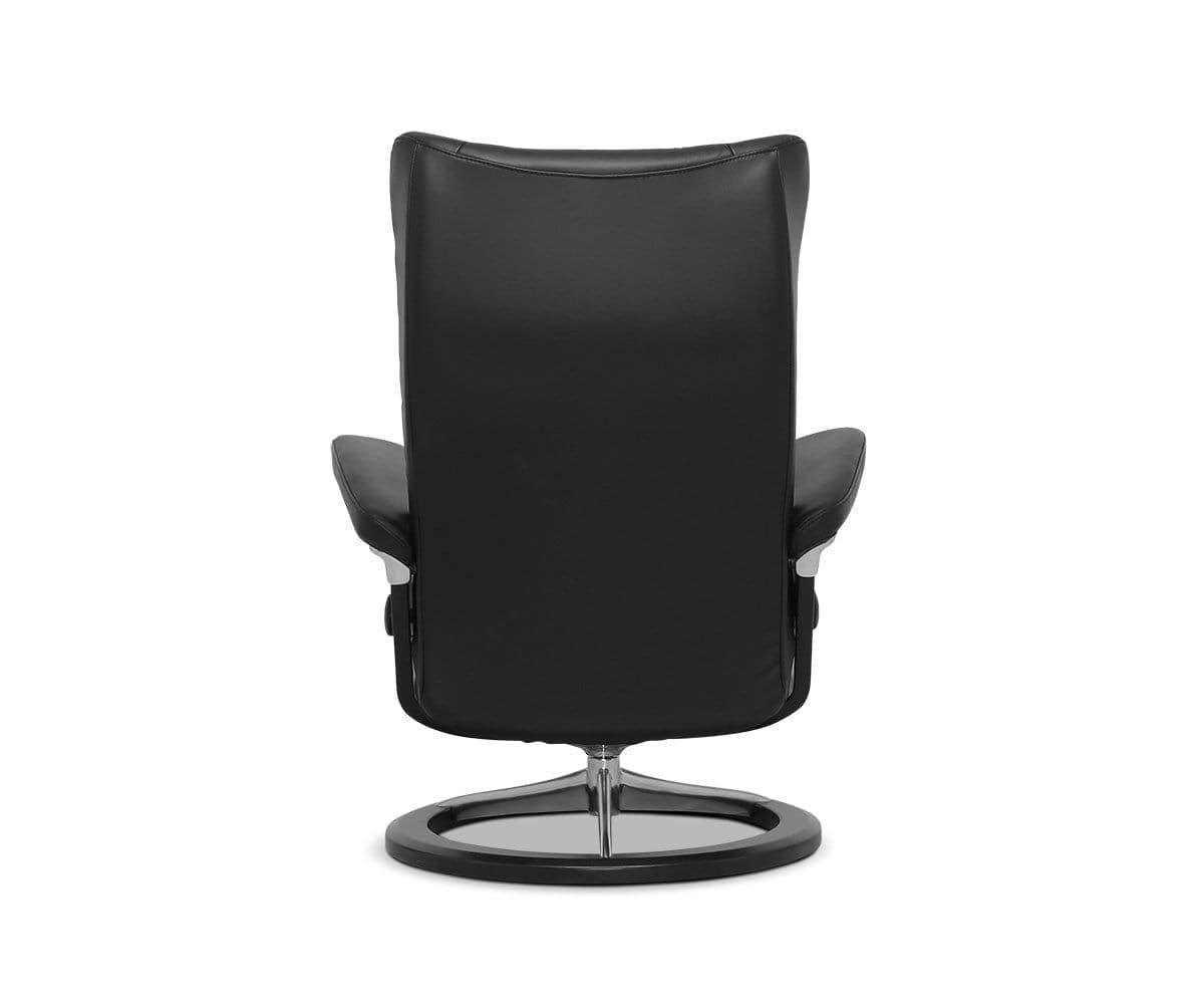 Stressless® Wing Recliner & Ottoman with Signature Base in Black - Premium Comfort for Living Room, Home Theater & Office Relaxation