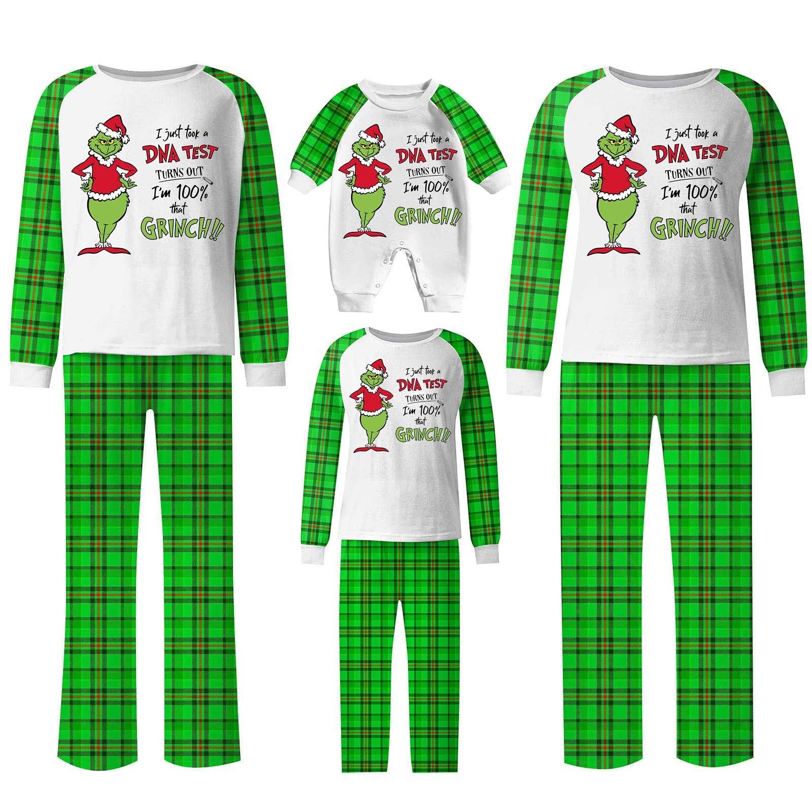 Rephypport Christmas Pajamas Set - Family Matching Holiday Sleepwear for Adults & Kids, Festive Green Monster Xmas PJs for Cozy Winter Nights & Family Photos