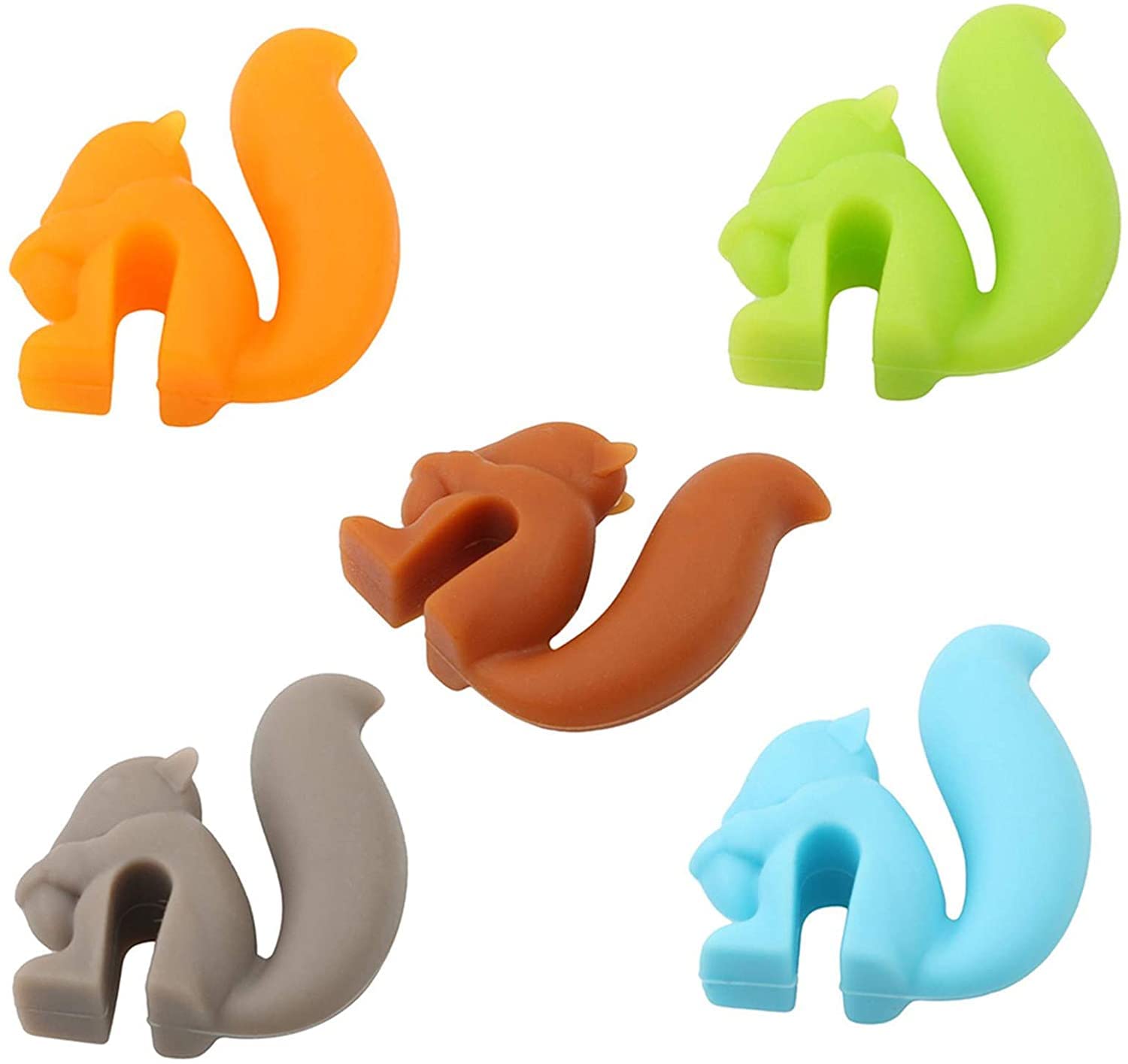 5-Pack Silicone Tea Infuser Strainer - Reusable Loose Leaf Tea Filter with Squirrel Hanging Design for Large Cups & Mugs | Perfect for Home, Office, and Travel Tea Brewing