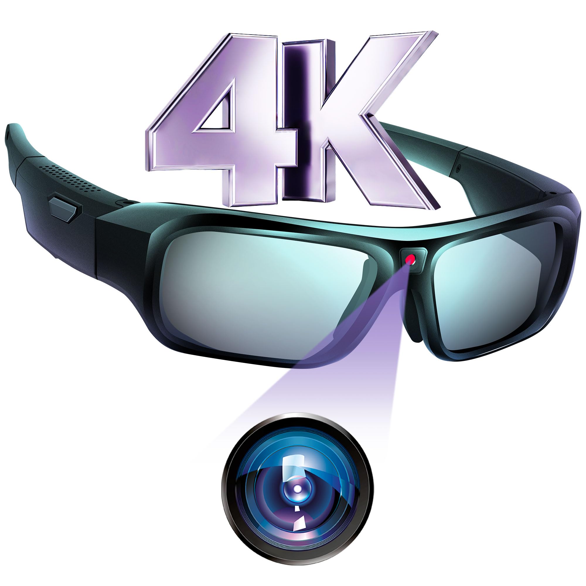 4K Camera Glasses - HD Smart Sunglasses with Built-in Camera, UV Protection Sunglasses for Outdoor Activities, Travel, Sports & Action Videos | Perfect for Vlogging, Cycling, Hiking & Adventure Recording