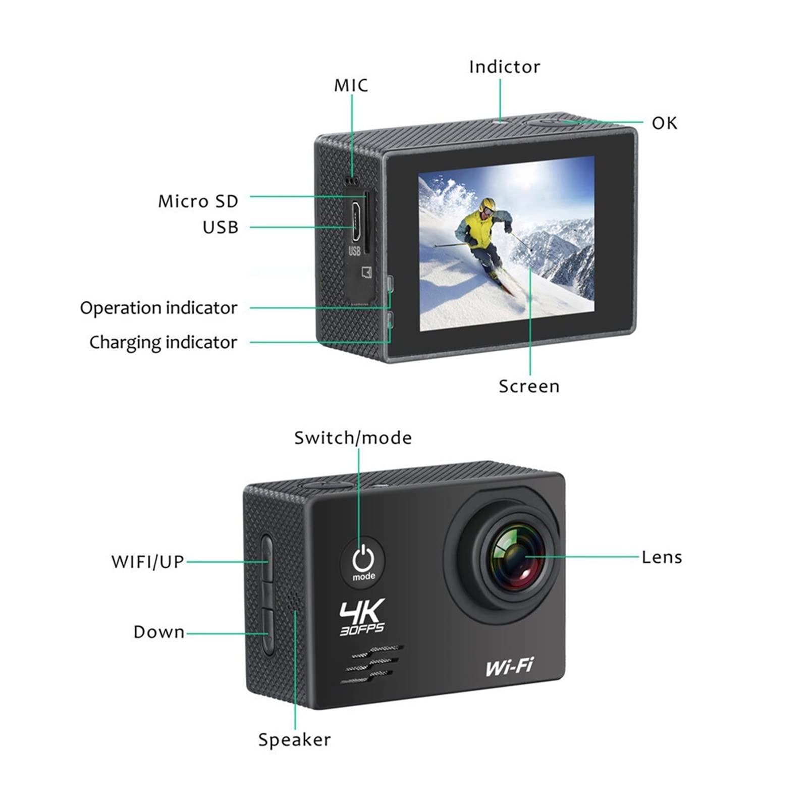 4K Ultra HD Action Camera 16.0MP WiFi 2.0