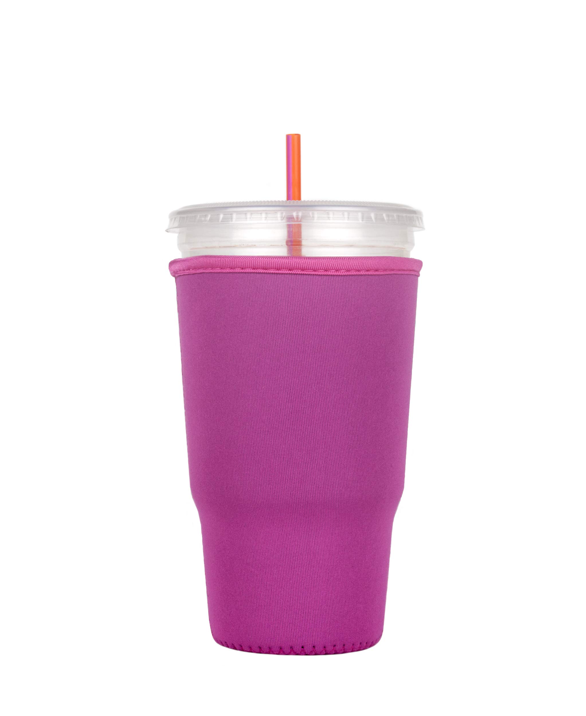 Eco-Friendly Reusable Neoprene Coffee Cup Sleeve for Iced Drinks & Hot Beverages - Large Insulator Sleeve (Pink) - Perfect for Starbucks, Dunkin' & Travel Mugs