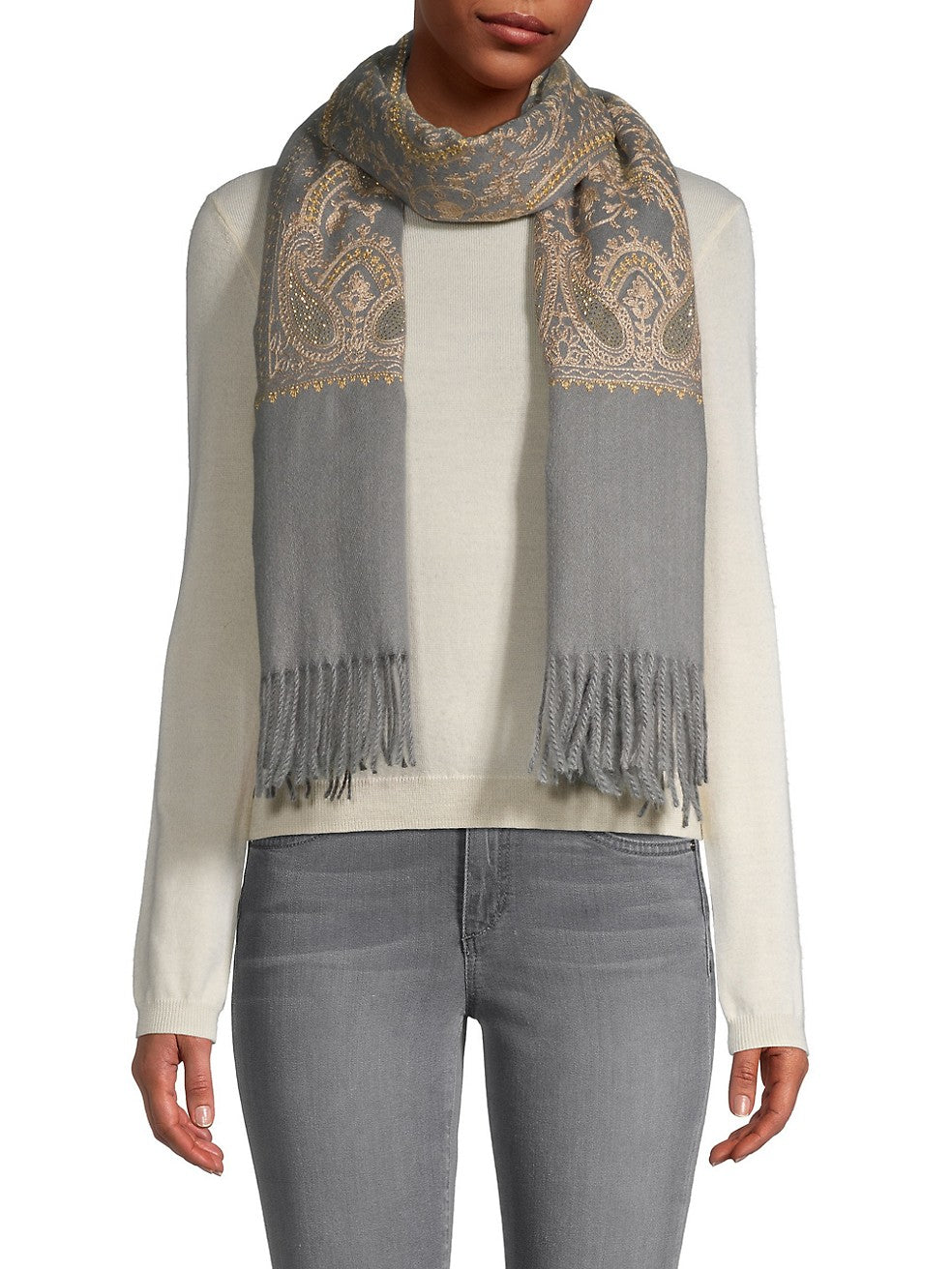 Elegant Reversible Embroidered Scarf for Women - Shimmering Fashion Accessory for Fall & Winter Outfits, Parties and Special Occasions