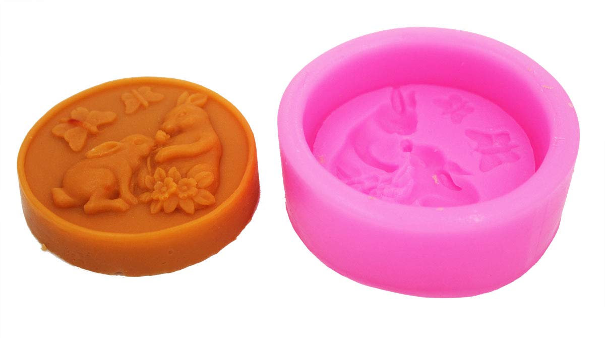 Romantic Rabbit S0096 Silicone Soap Mold - DIY Handmade Soap Making Kit for Bath Bombs, Candles & Resin Crafts - Perfect for Valentine's Day, Baby Showers & Home Decor Gifts