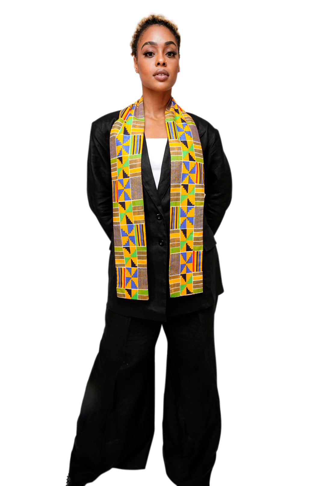 Authentic African Kente Print Stole & Sash - Dupise Akannipa DP4075S - Perfect for Weddings, Cultural Events & Fashion Accessories