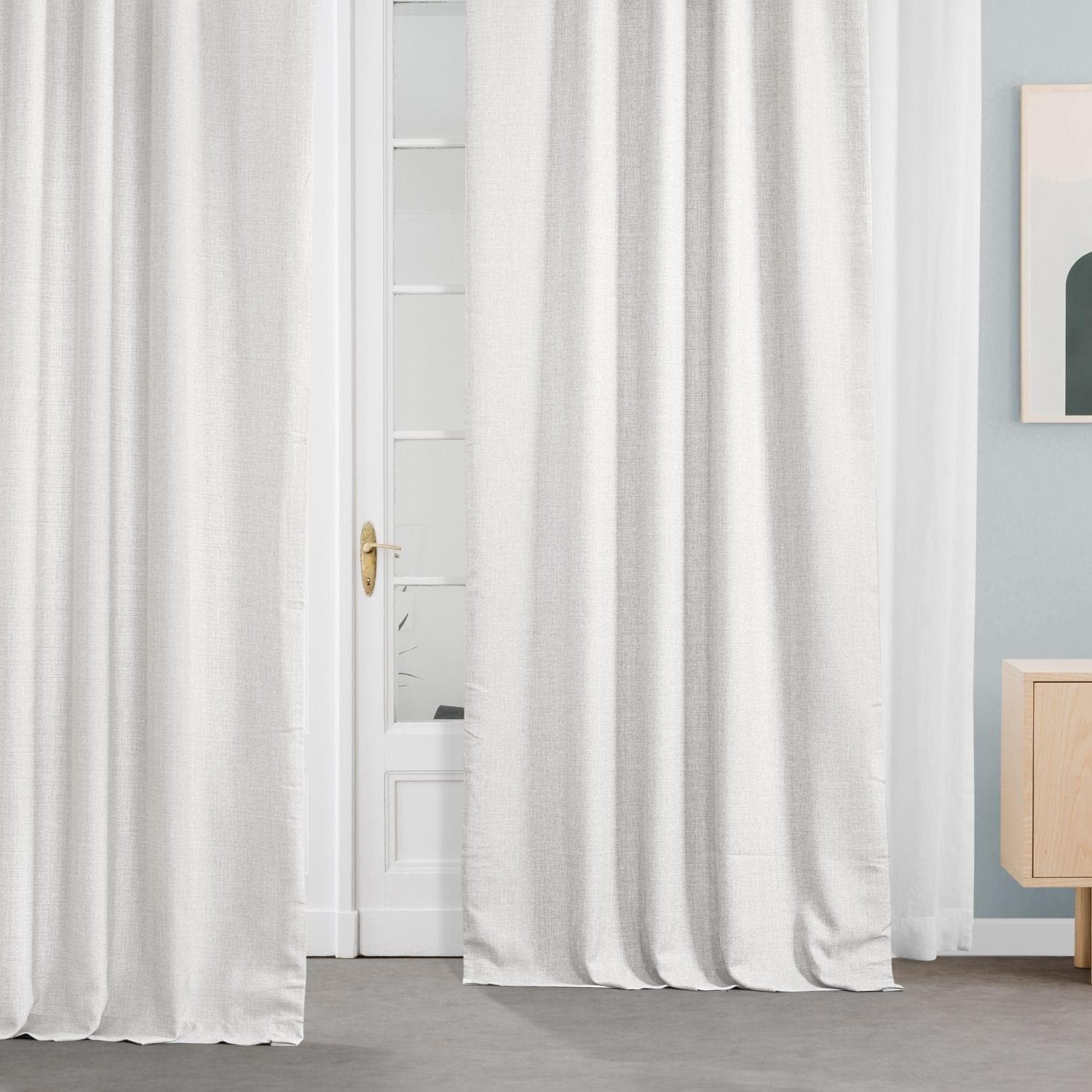 Magnolia Off White Italian Faux Linen Blackout Curtains - Elegant Room Darkening Window Treatments for Bedroom & Living Room