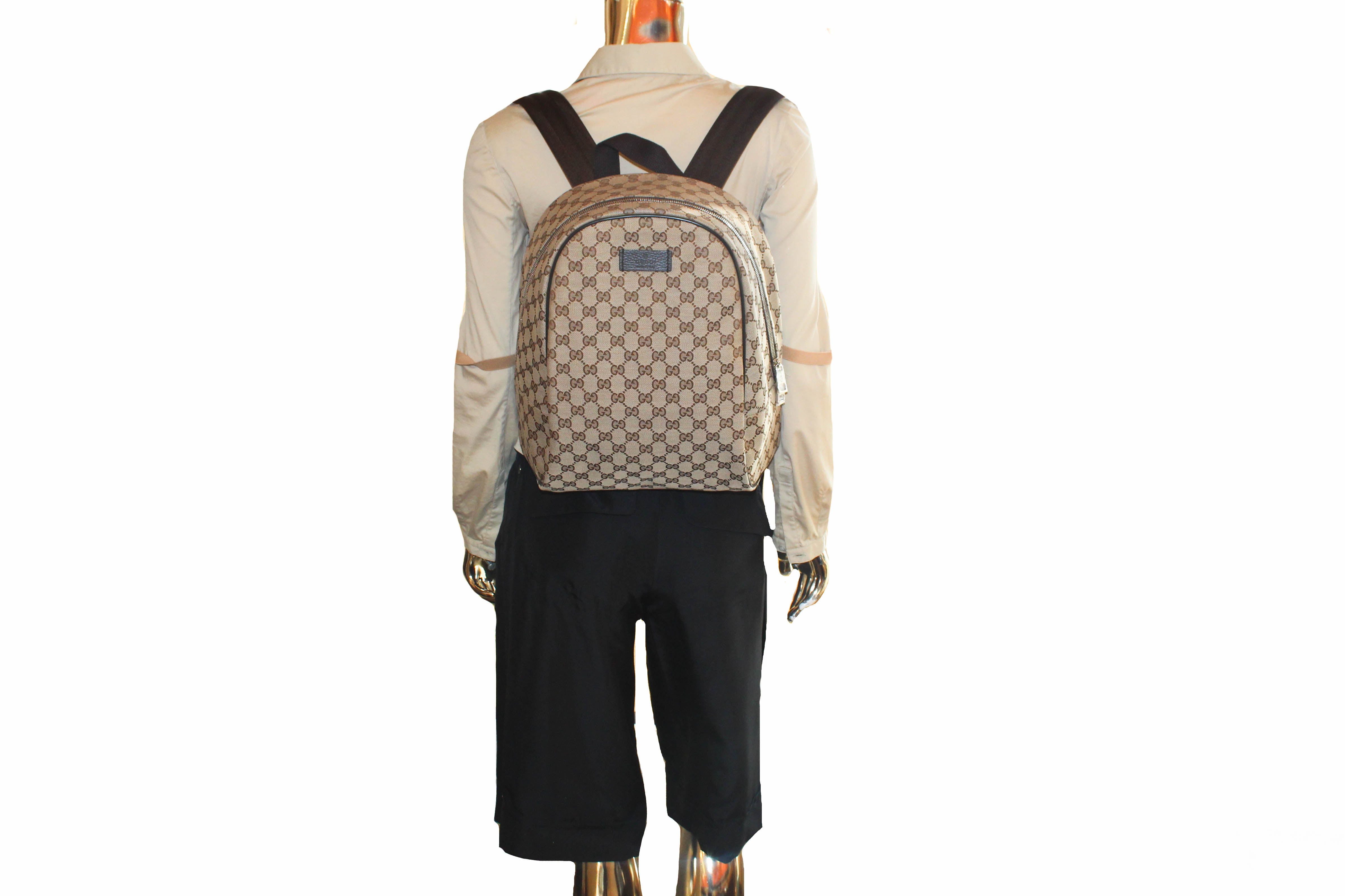 Authentic Gucci GG Supreme Brown Fabric Backpack for Women & Men - Stylish Luxury Travel Bag for Work, School & Daily Use