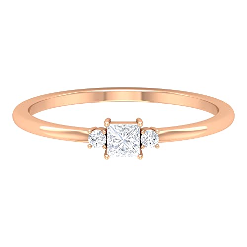1/4 CT Princess Cut Diamond Three Stone Ring - 14K Solid Gold Dainty Diamond Ring for Women - Elegant Jewelry for Engagement, Wedding & Anniversary Gifts