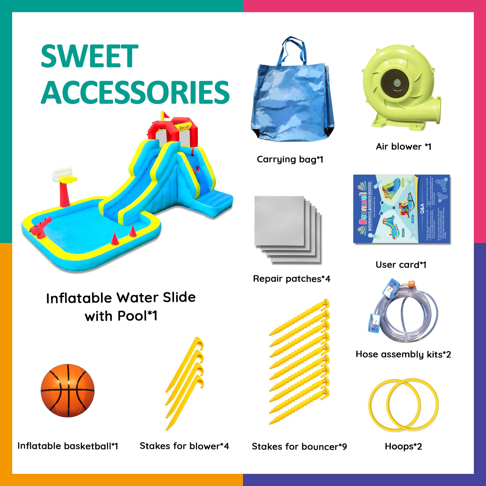 **Best Inflatable Water Slide for Kids - Blow Up Water Slide with Climbing Wall, Basketball Hoop, Water Cannon & Splash Pool - Fun Outdoor Backyard Summer Activity for Parties & Family Gatherings**