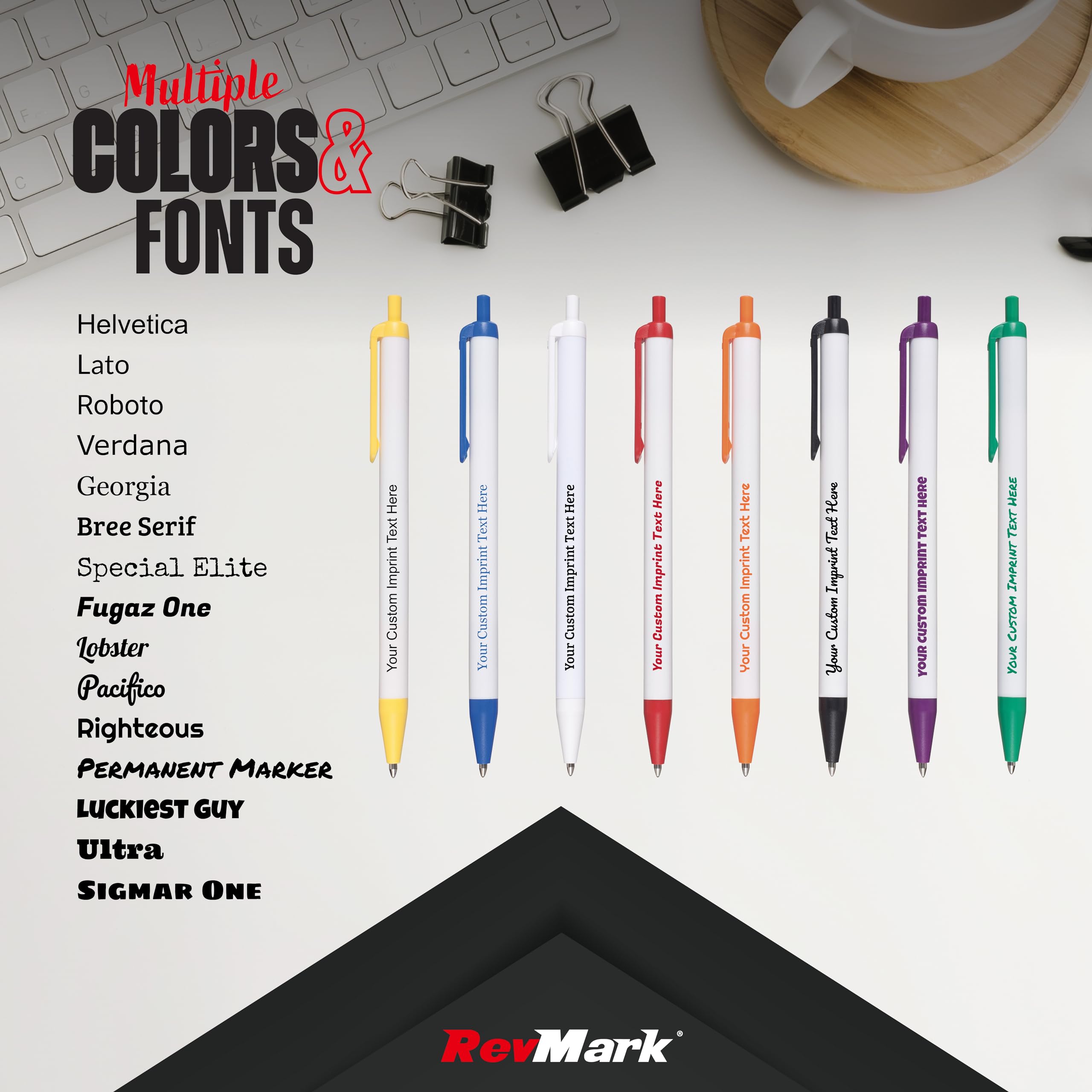 Custom Printed Ballpoint Pens - Personalized with Name, Business or Event Info - Bulk Pack of 1000 - Smooth Black Ink - USA Made Promotional Pens for Corporate Gifts, Trade Shows & Branding Events