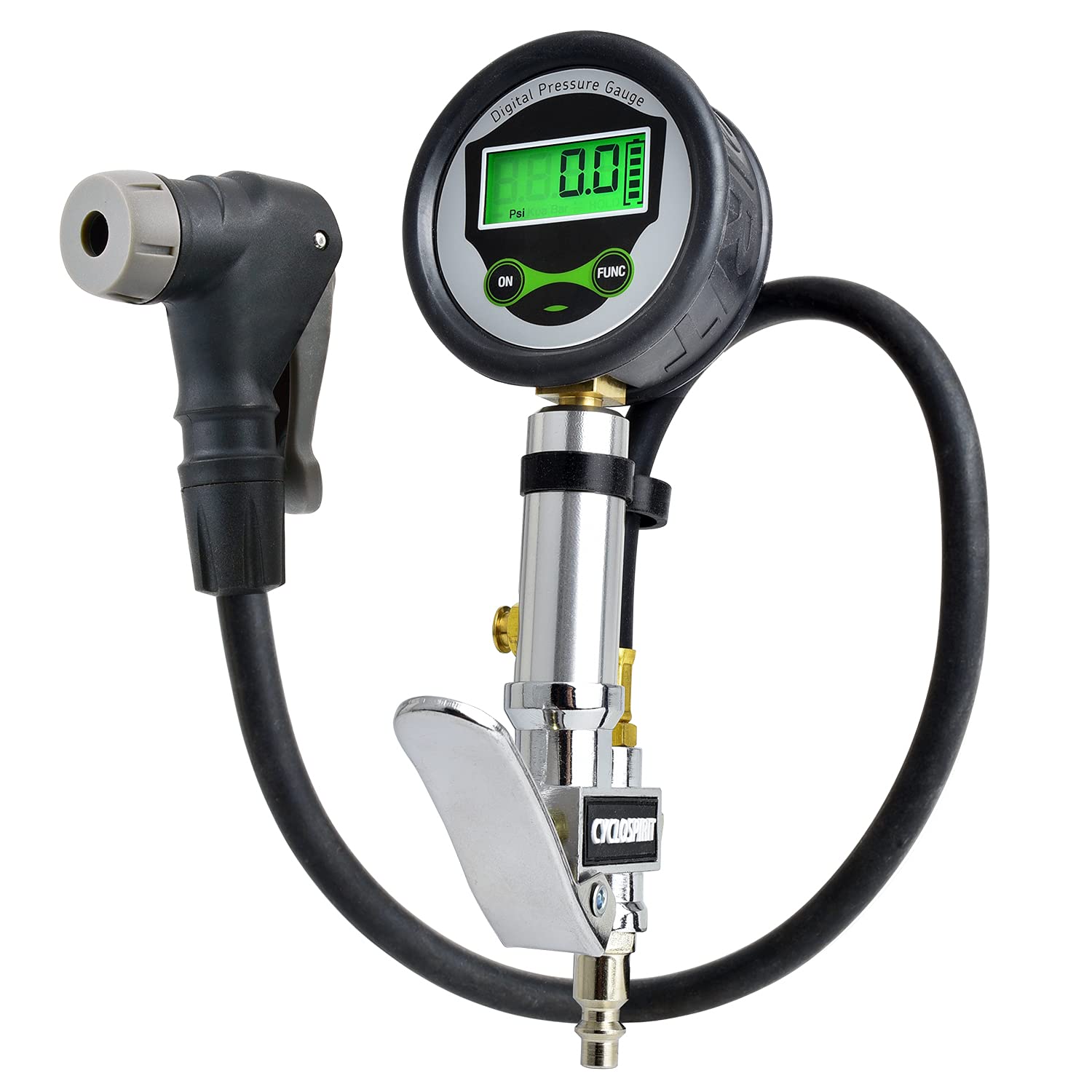 Digital Bicycle Tire Inflator Gauge with Auto-Select Valve (Presta & Schrader) - Portable Air Compressor Pump for Road & Mountain Bikes - Perfect for Cycling, Commuting & Emergency Repairs