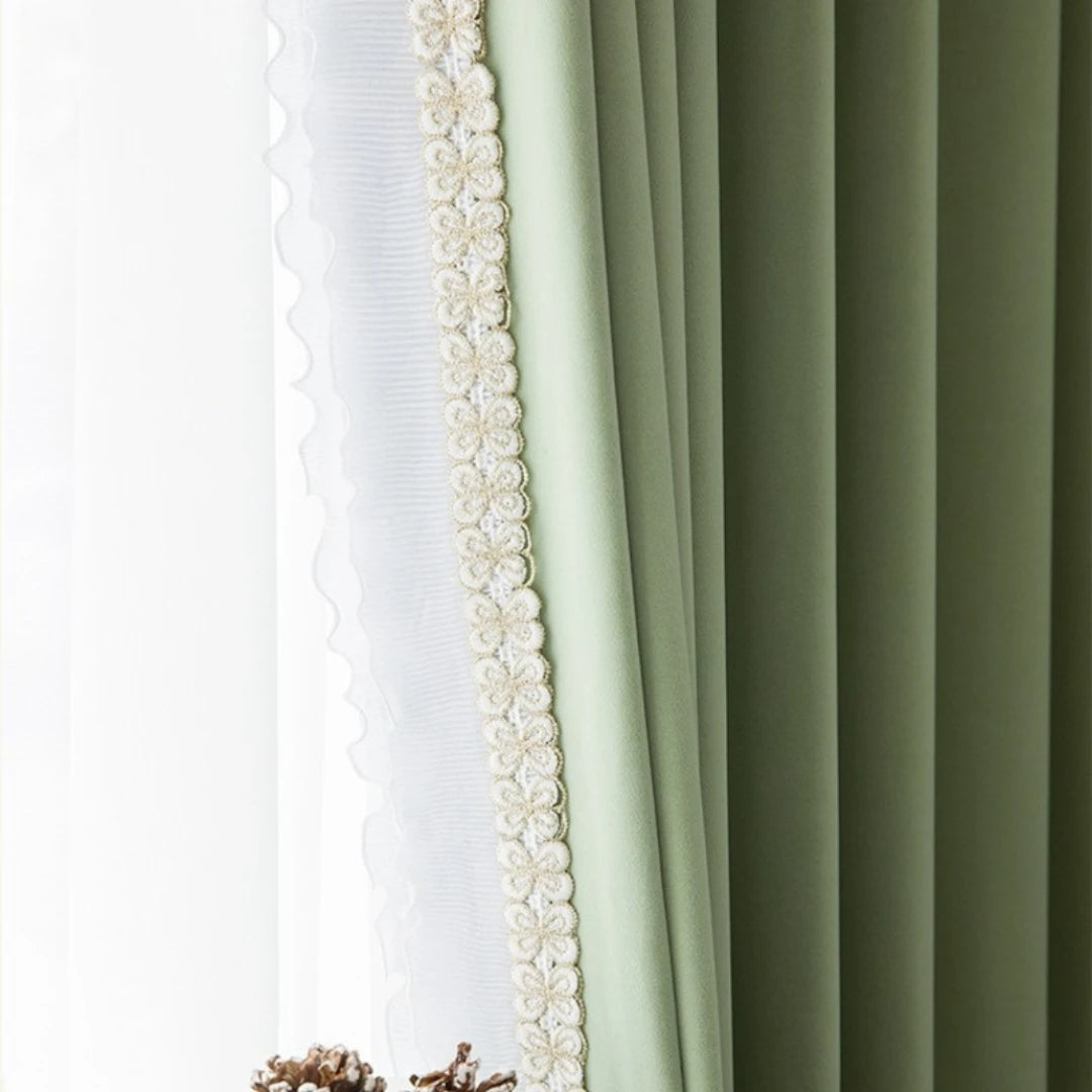 Custom Catherine Velvet Floral Trim Blackout Curtains for Bedroom & Living Room - Light Blocking Window Drapes for Better Sleep & Privacy