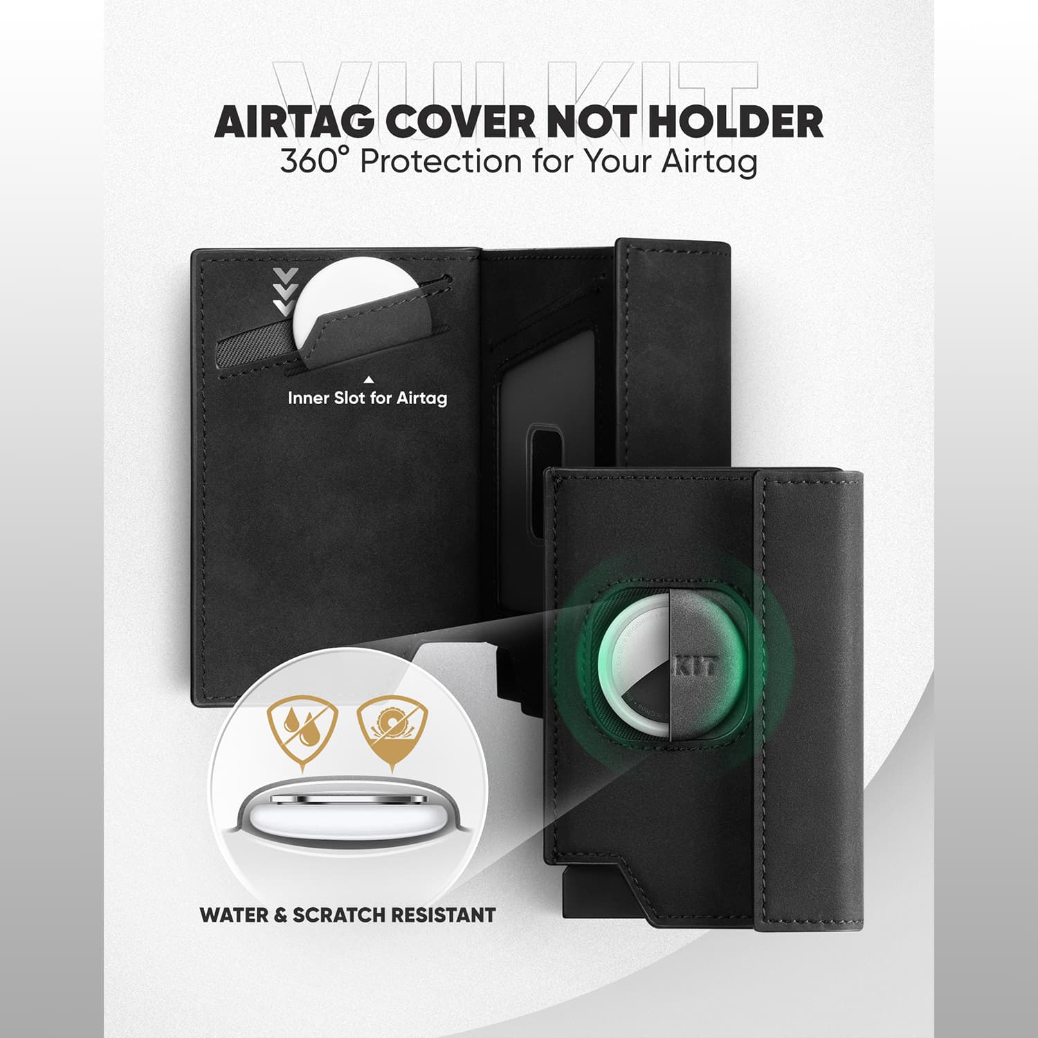 VC418 RFID Blocking Pop Up Card Holder with Airtag Cover - ID Window & Coin Pocket - Magnetic Closure Wallet for Credit Cards, Cash & Travel Essentials (Perfect for Everyday Use & Business Trips)